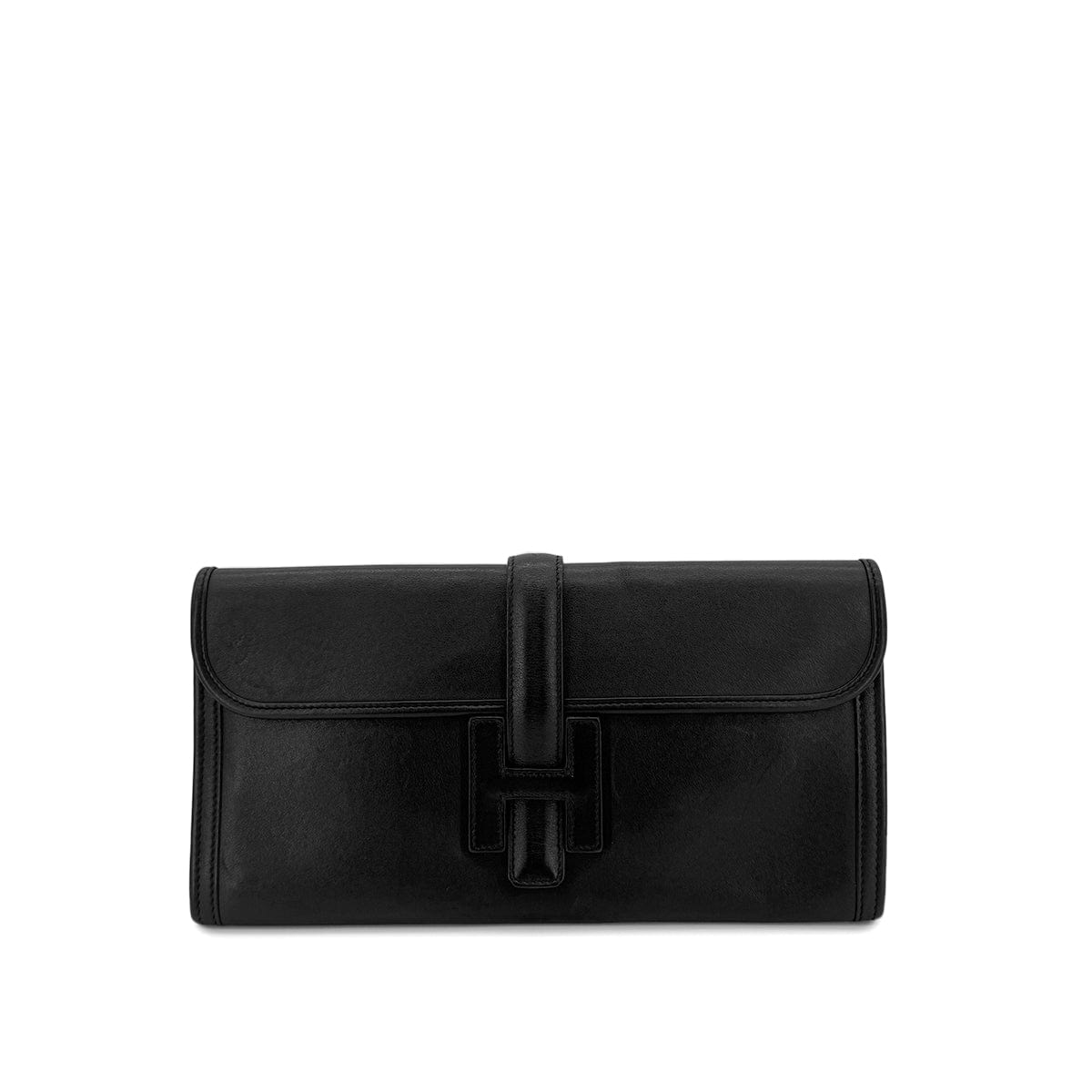 Luxury Promise Japan HERMES JIGE ELAN 29 BLACK VEAU SWIFT CLUTCH BAG X 90296049