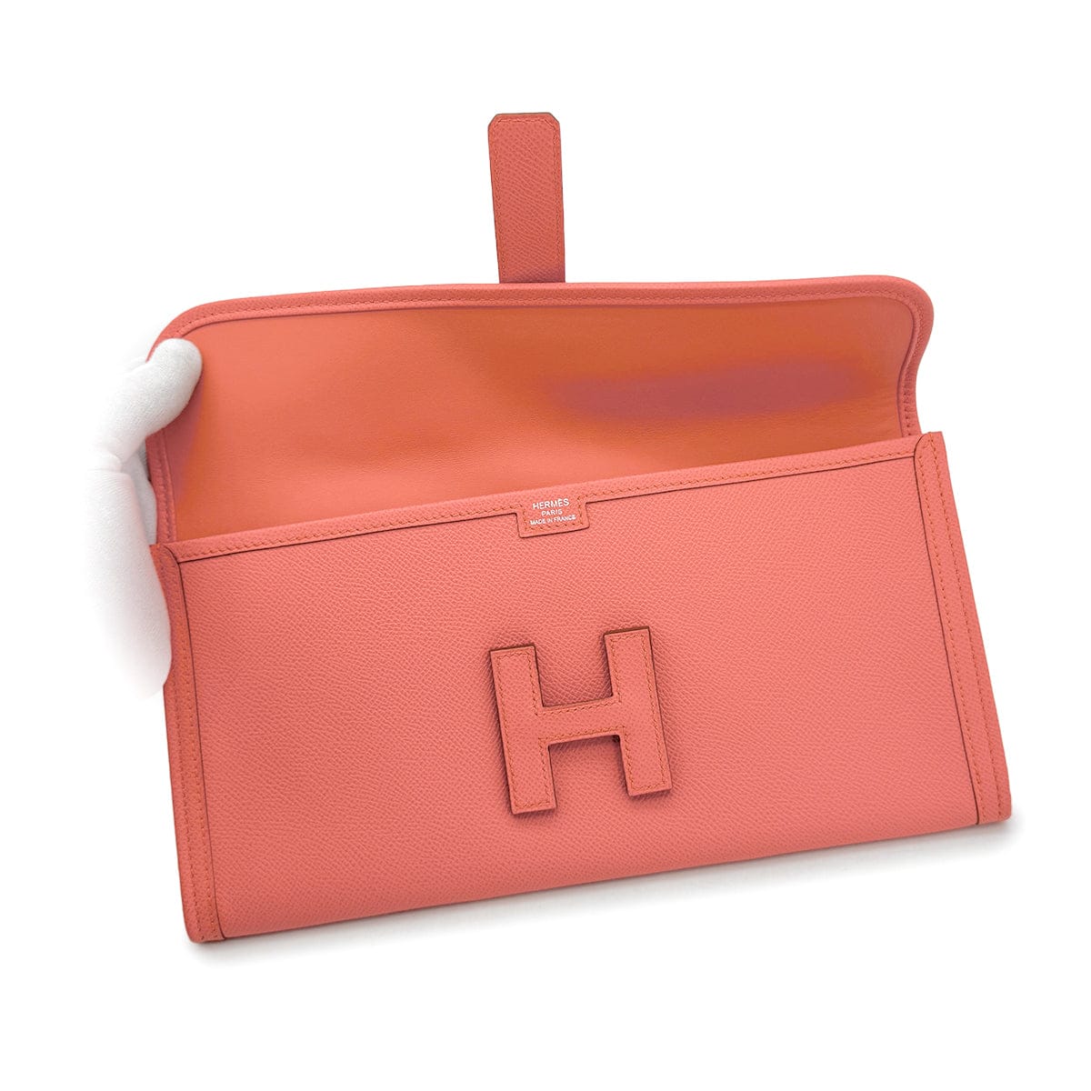 Luxury Promise Japan HERMES JIGE ELAN 29 FLAMINGO VEAU EPSOM CLUTCH BAG 2013 SQUARE Q 90312503