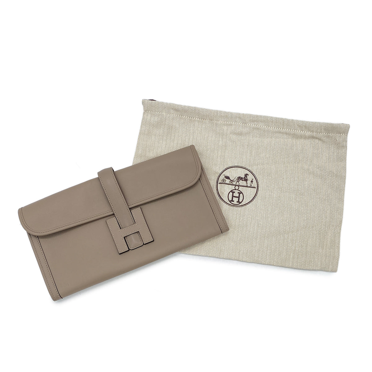 Luxury Promise Japan HERMES JIGE ELAN 29 GRIS ASPHALTE VEAU SWIFT CLUTCH BAG A 90296677