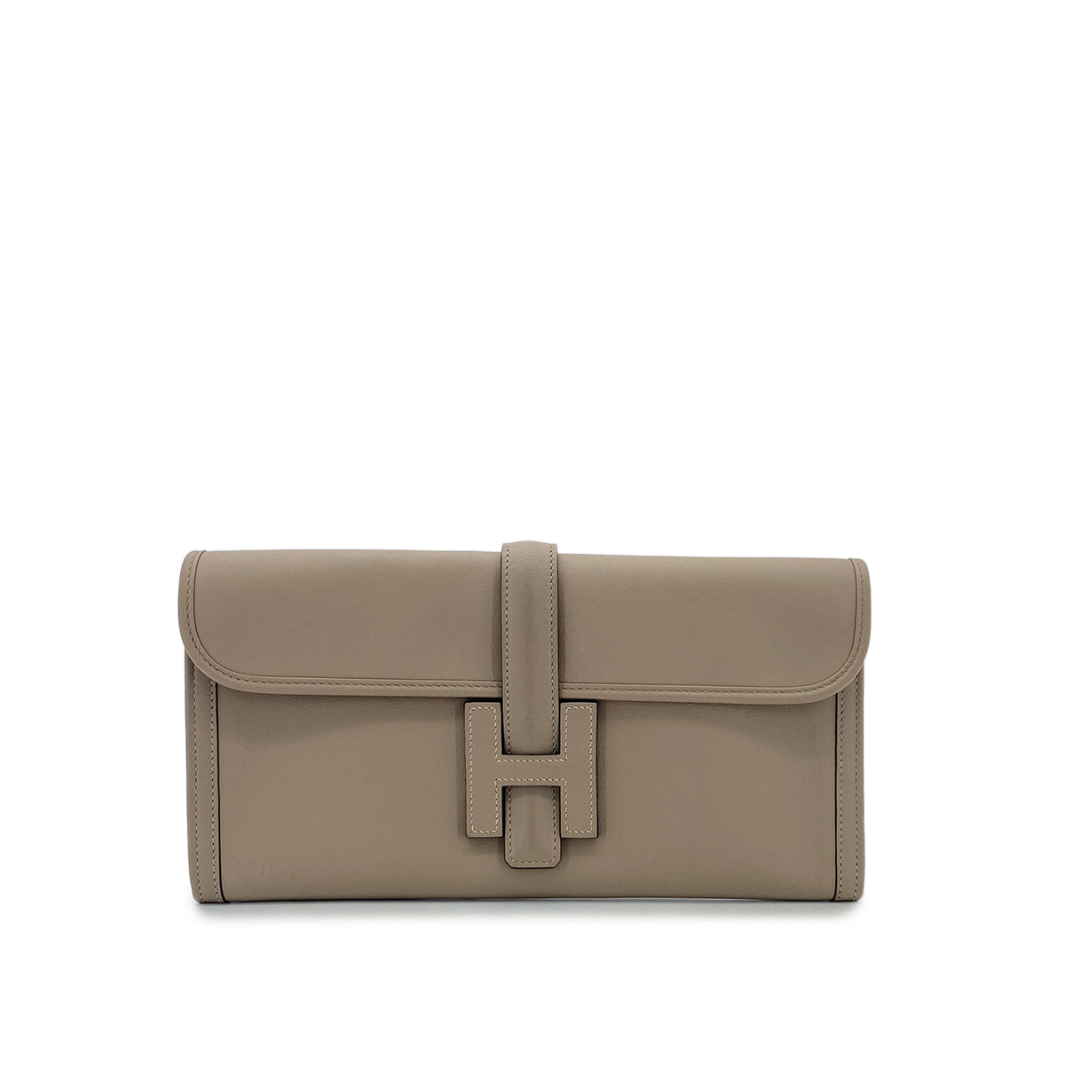 Luxury Promise Japan HERMES JIGE ELAN 29 GRIS ASPHALTE VEAU SWIFT CLUTCH BAG A 90296677