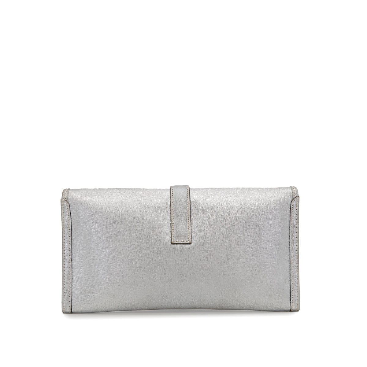 Luxury Promise Japan HERMES JIGE ELAN 29 SILVER CHEVRE CLUTCH BAG 2004 SQUARE H 90325324