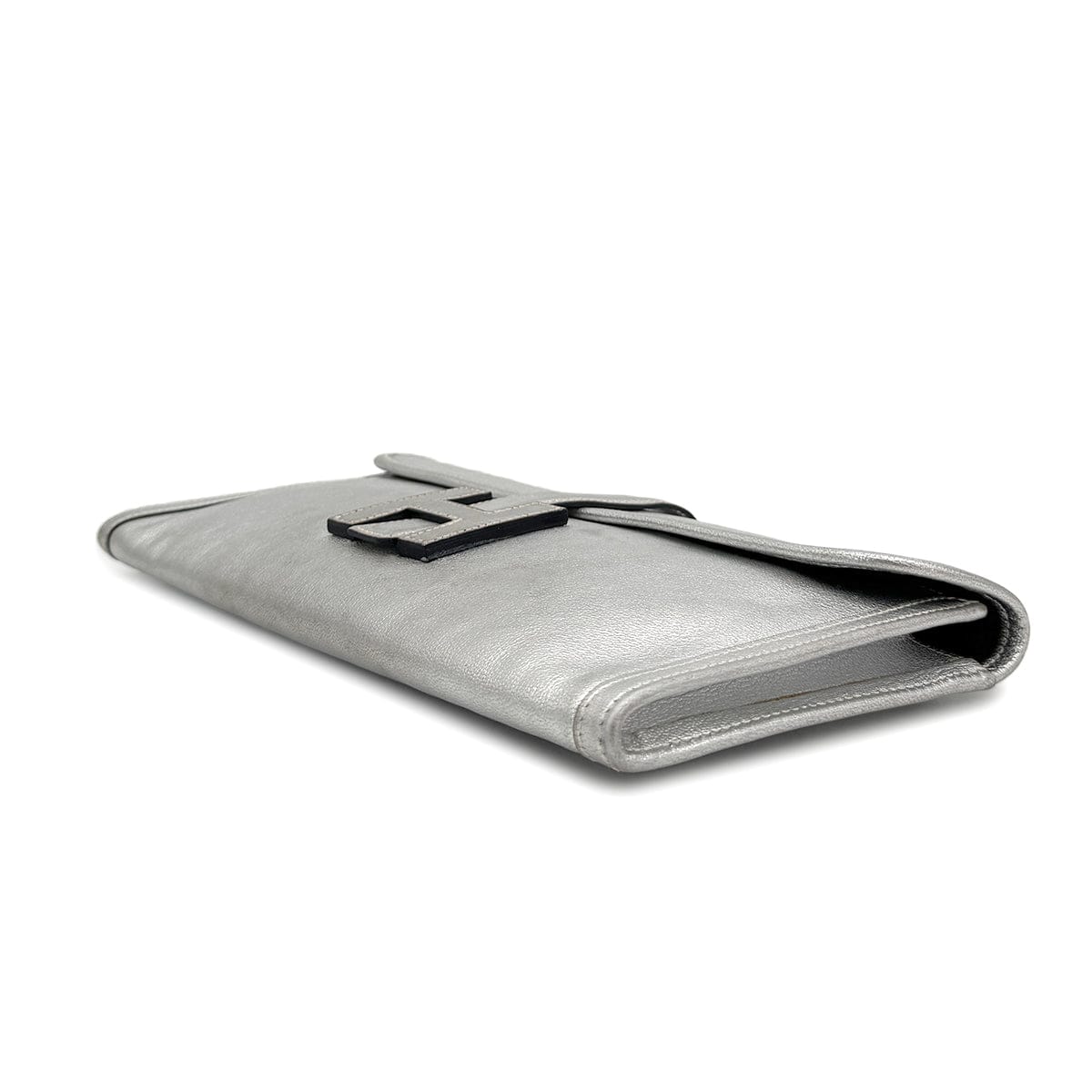 Luxury Promise Japan HERMES JIGE ELAN 29 SILVER CHEVRE CLUTCH BAG 2004 SQUARE H 90325324