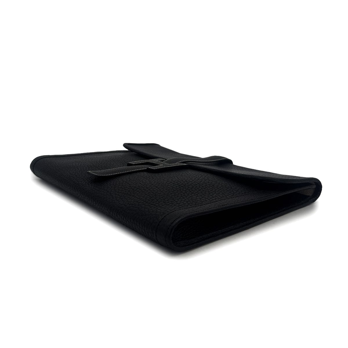 Luxury Promise Japan HERMES JIGE GM BLACK FJORD CLUTCH BAG 1991 CIRCLE U 90315008