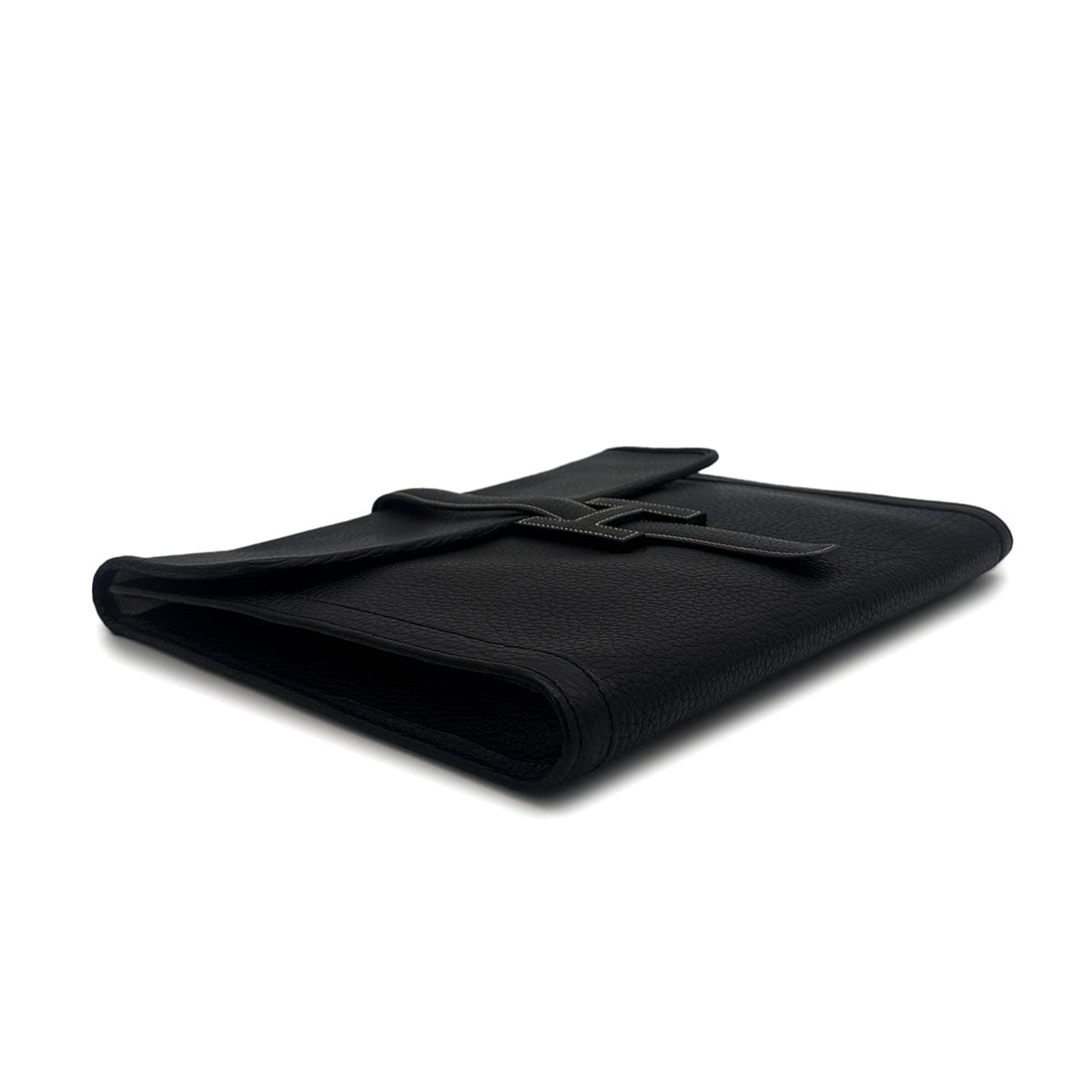 Luxury Promise Japan HERMES JIGE GM BLACK FJORD CLUTCH BAG 1991 CIRCLE U 90315008