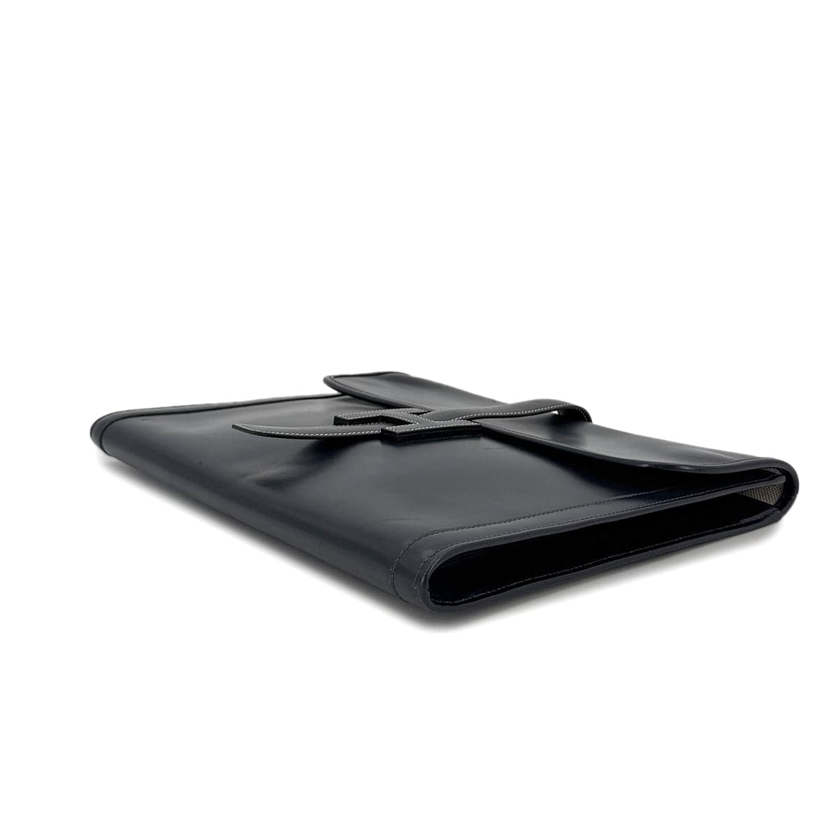 Luxury Promise Japan HERMES JIGE GM BLUE INDIGO BOXCALF CLUTCH BAG 〇V 90293025