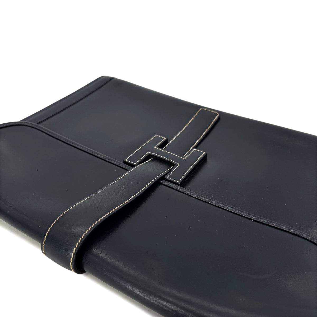Luxury Promise Japan HERMES JIGE GM BLUE INDIGO BOXCALF CLUTCH BAG 〇V 90293025