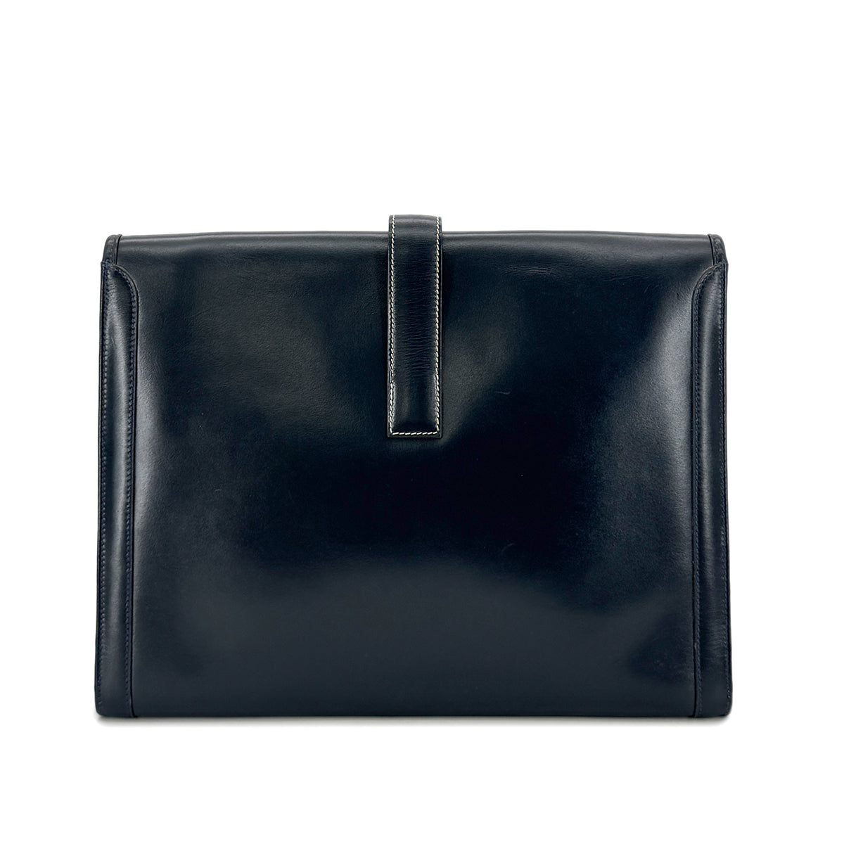 Luxury Promise Japan HERMES JIGE GM BLUE INDIGO BOXCALF CLUTCH BAG 〇V 90293025