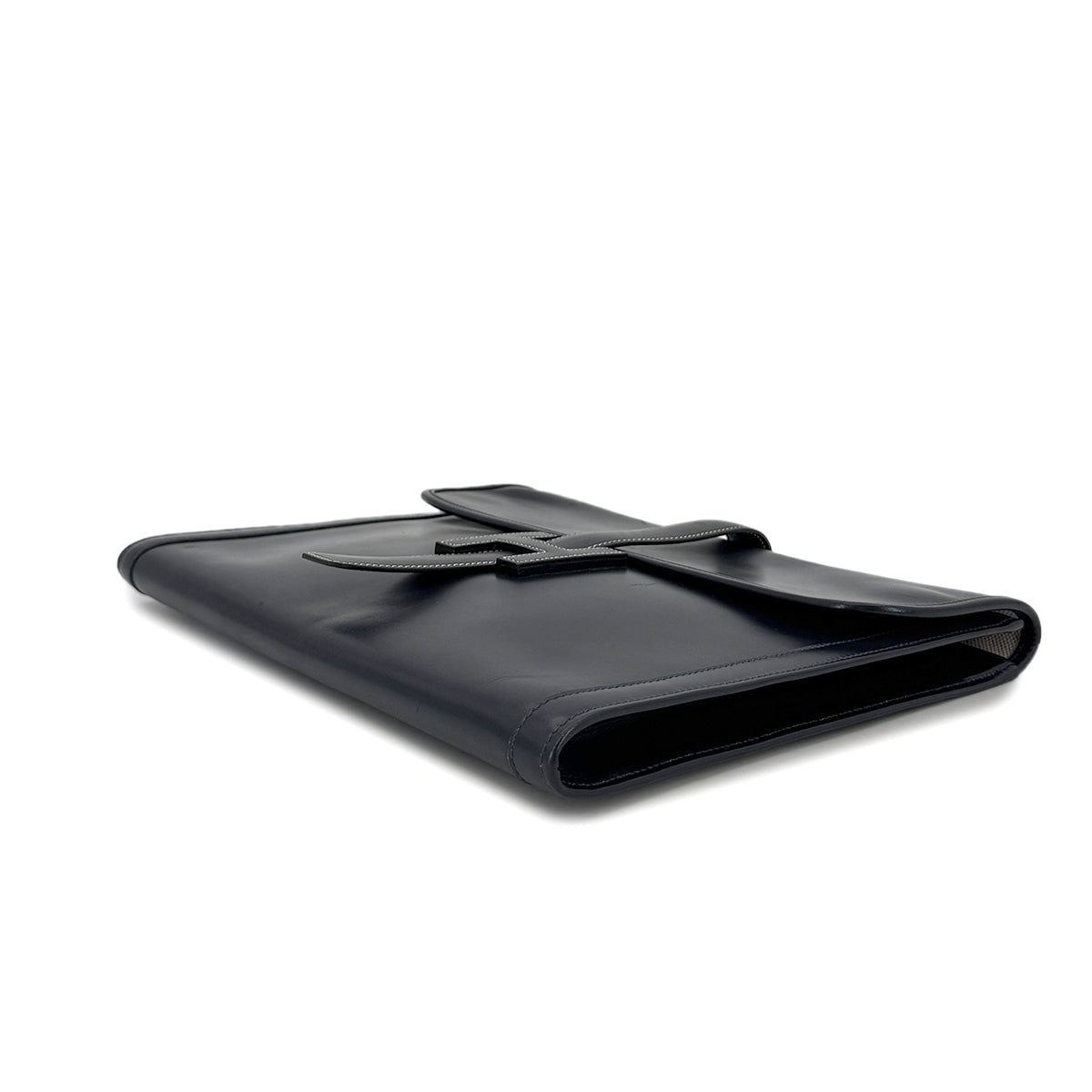 Luxury Promise Japan HERMES JIGE GM BLUE INDIGO BOXCALF CLUTCH BAG 〇V 90293025