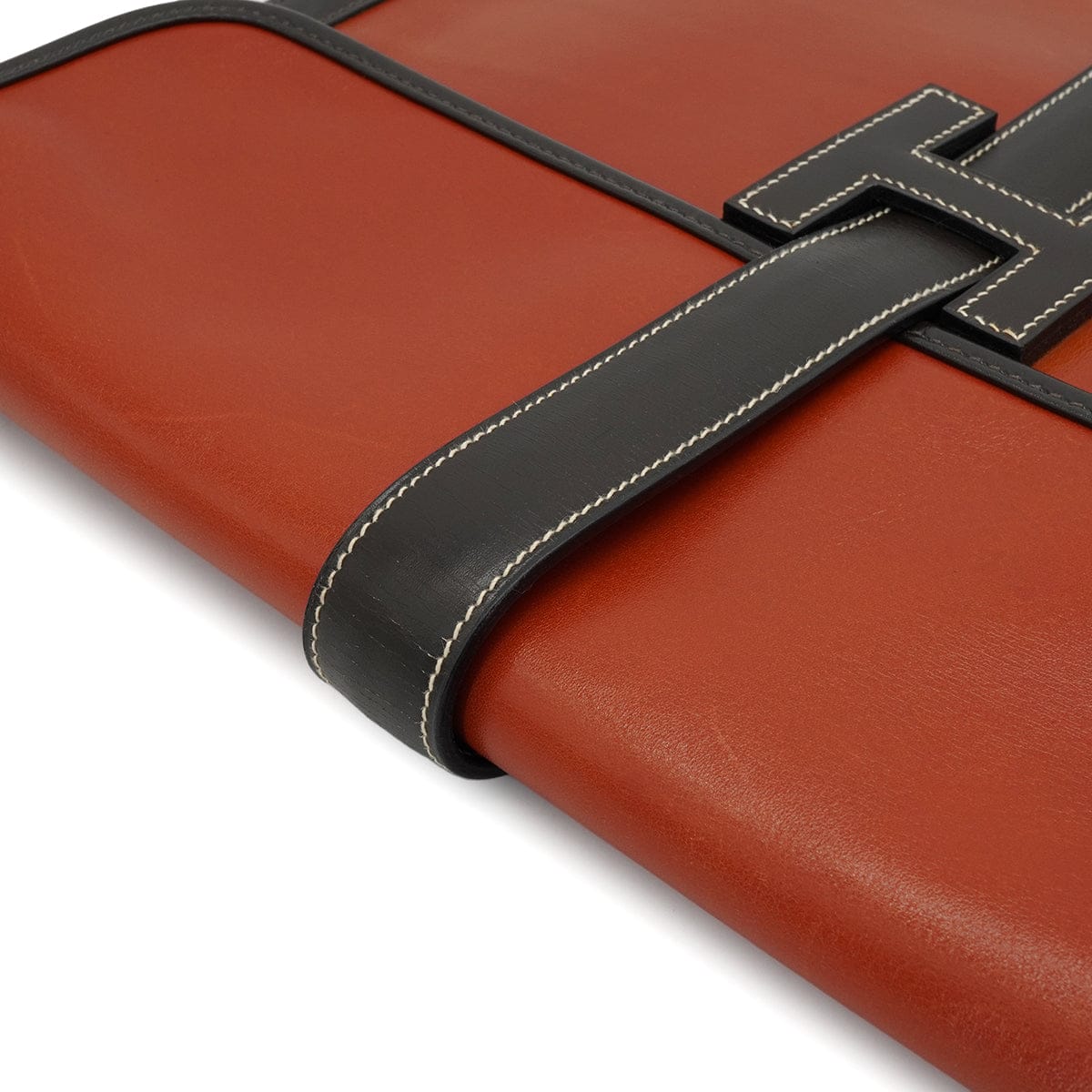 Luxury Promise Japan HERMES JIGE GM BRIQUE CHOCOLAT BOX CALF CLUTCH BAG 1993 CIRCLE W 90340354