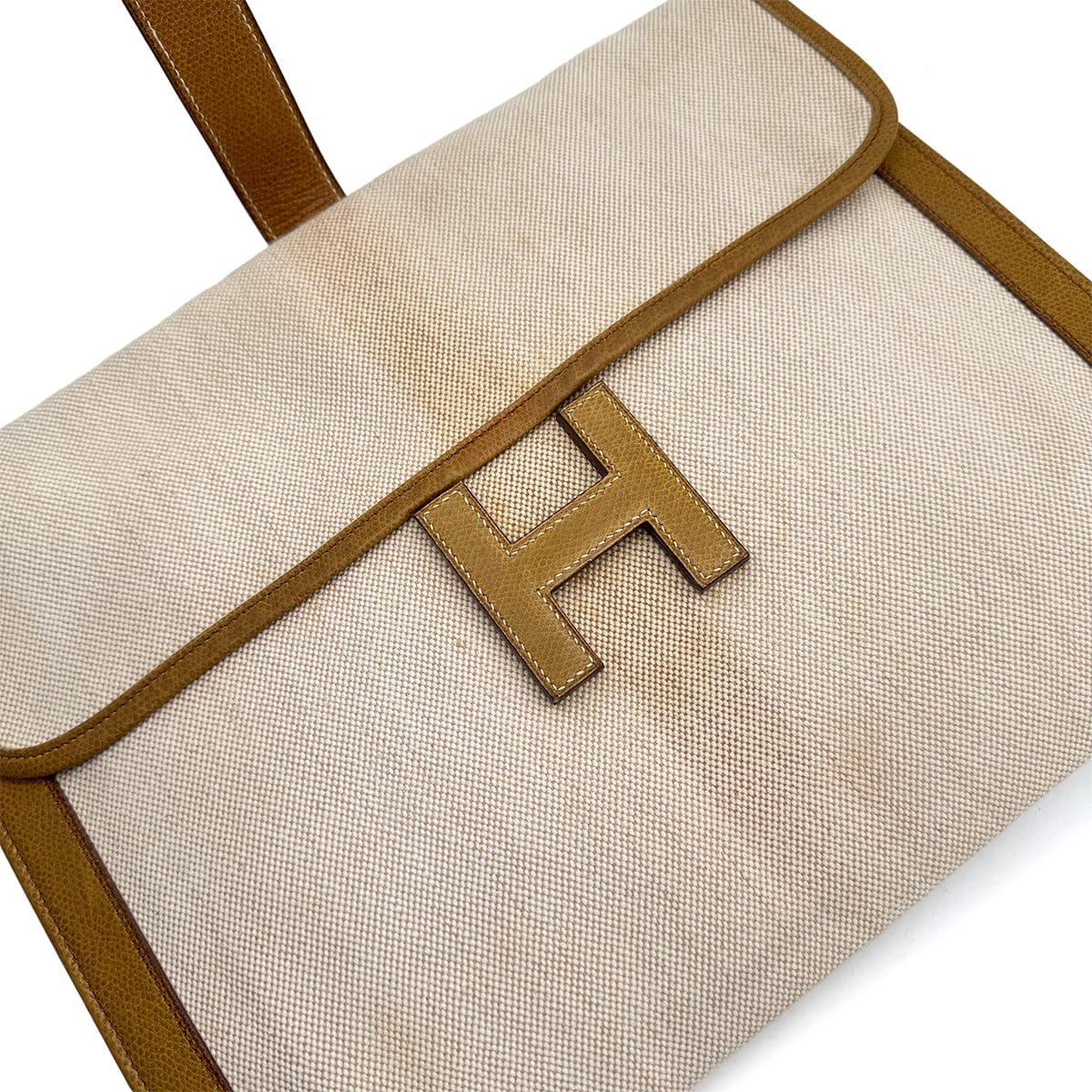 Luxury Promise Japan HERMÈS JIGE GM CLUTCH BAG GOLD COUCHEVEL TOILE H 1978 CIRCLE H 90313292