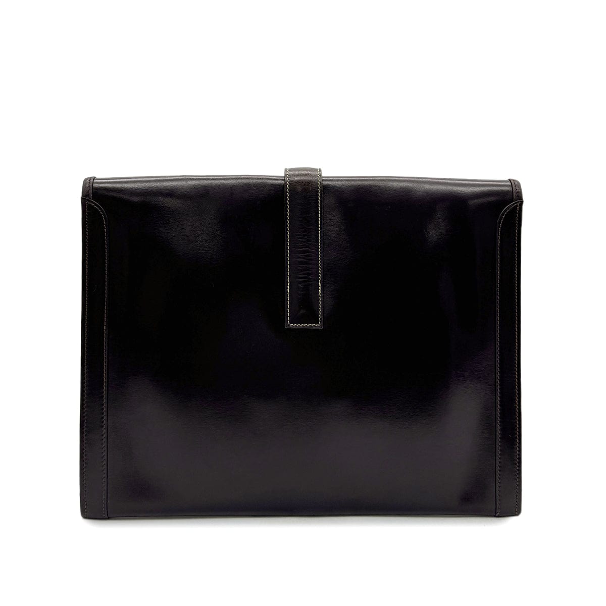 Luxury Promise Japan HERMES JIGE GM EBENE BOXCALF CLUTCH BAG 〇K 90293024