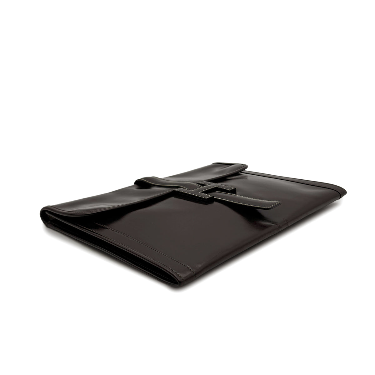 Luxury Promise Japan HERMES JIGE GM EBENE BOXCALF CLUTCH BAG 〇K 90293024
