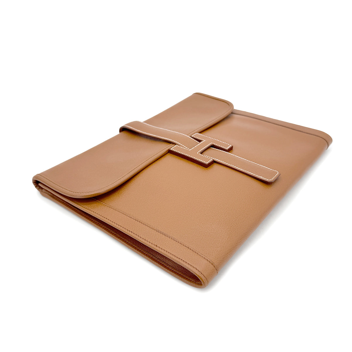Luxury Promise Japan HERMES JIGE GM GOLD COUCHEVEL CLUTCH BAG V 90296454