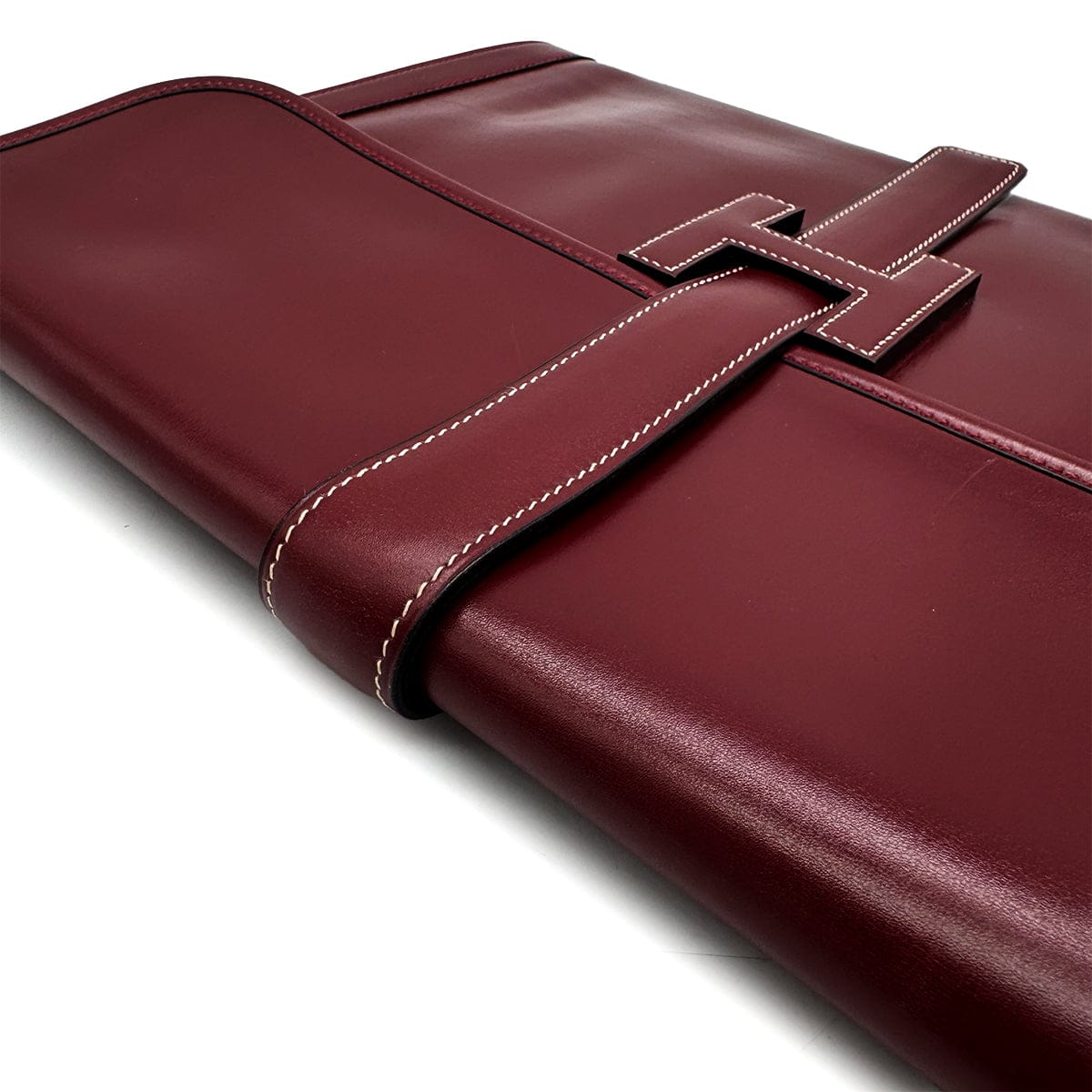 Luxury Promise Japan HERMES JIGE GM ROUGE H BOXCALF CLUTCH BAG 1977 CIRCLE G 90323518