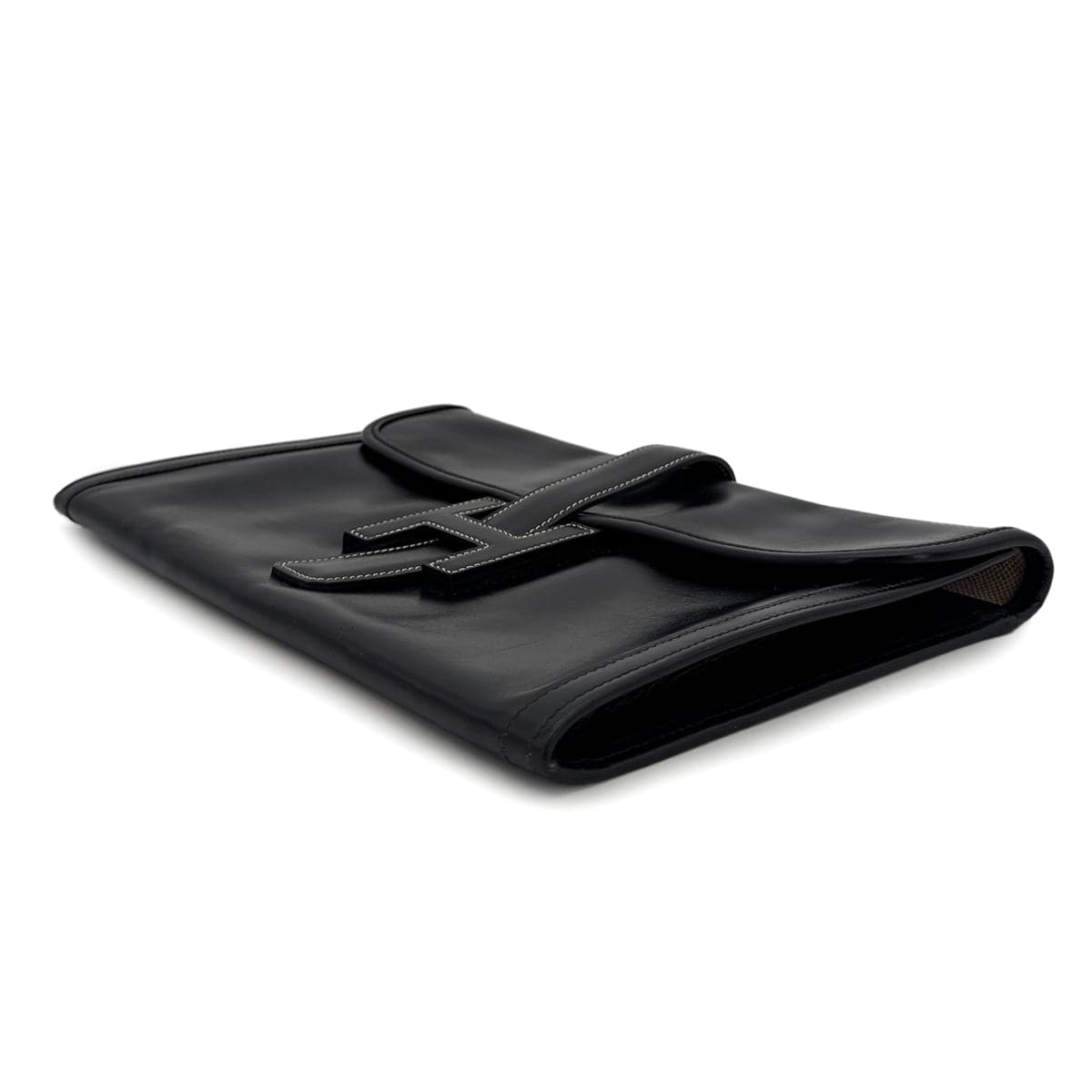 Luxury Promise Japan HERMES JIGE PM BLACK BOXCALF CLUTCH BAG 〇L 90300029