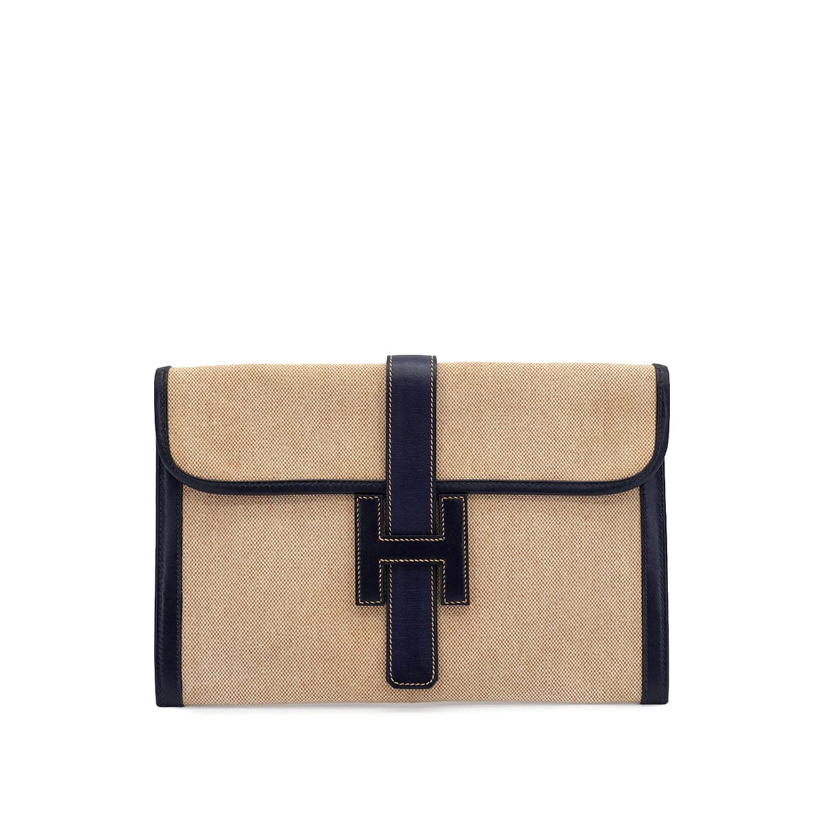 HERMES JIGE PM BLUE INDGO BOX CALF TOILE H CLUTCH BAG 1983 CIRCLE M 90344454