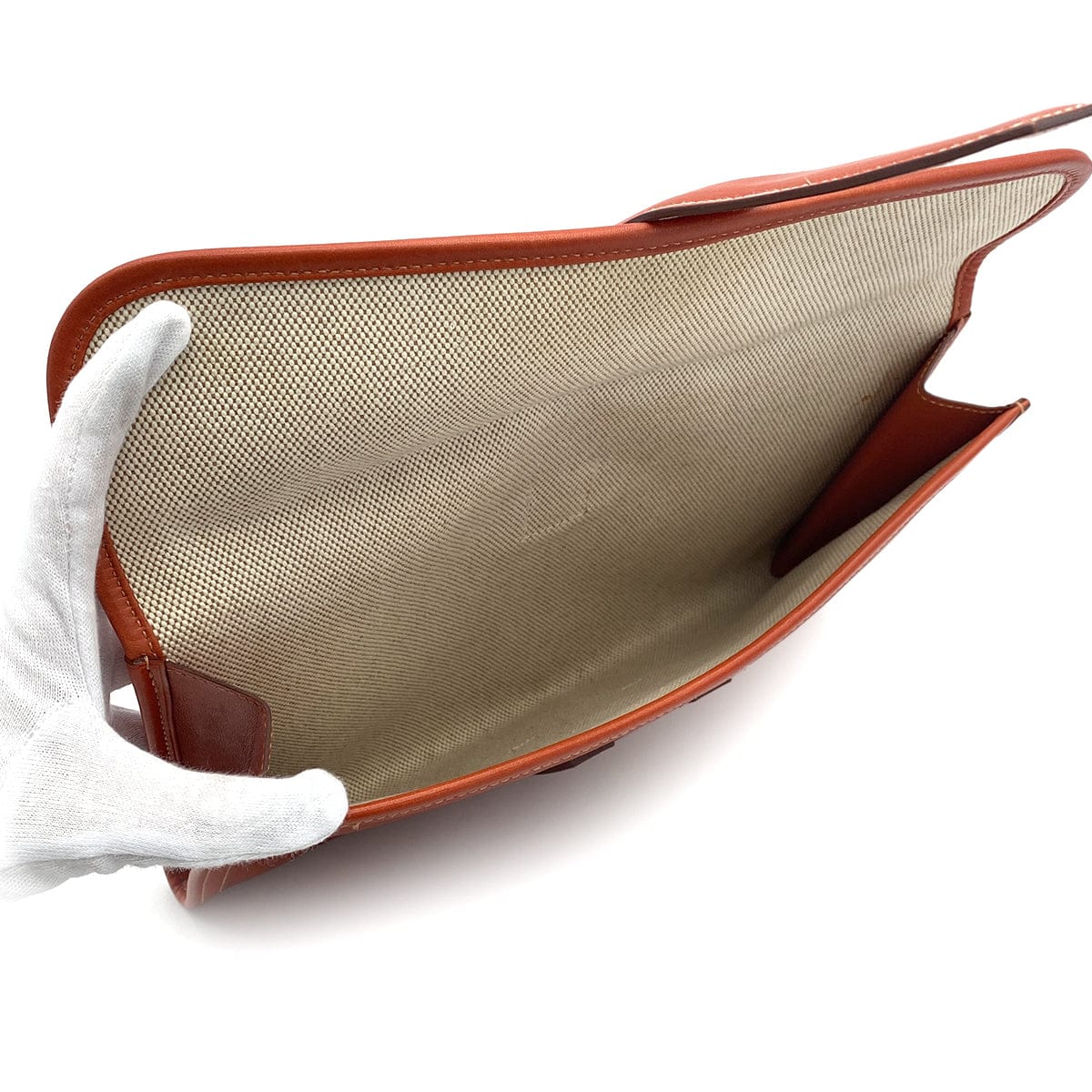 Luxury Promise Japan HERMES JIGE PM CLUTCH BAG BRIQUE BOXCALF 2008 SQUARE L 90314408