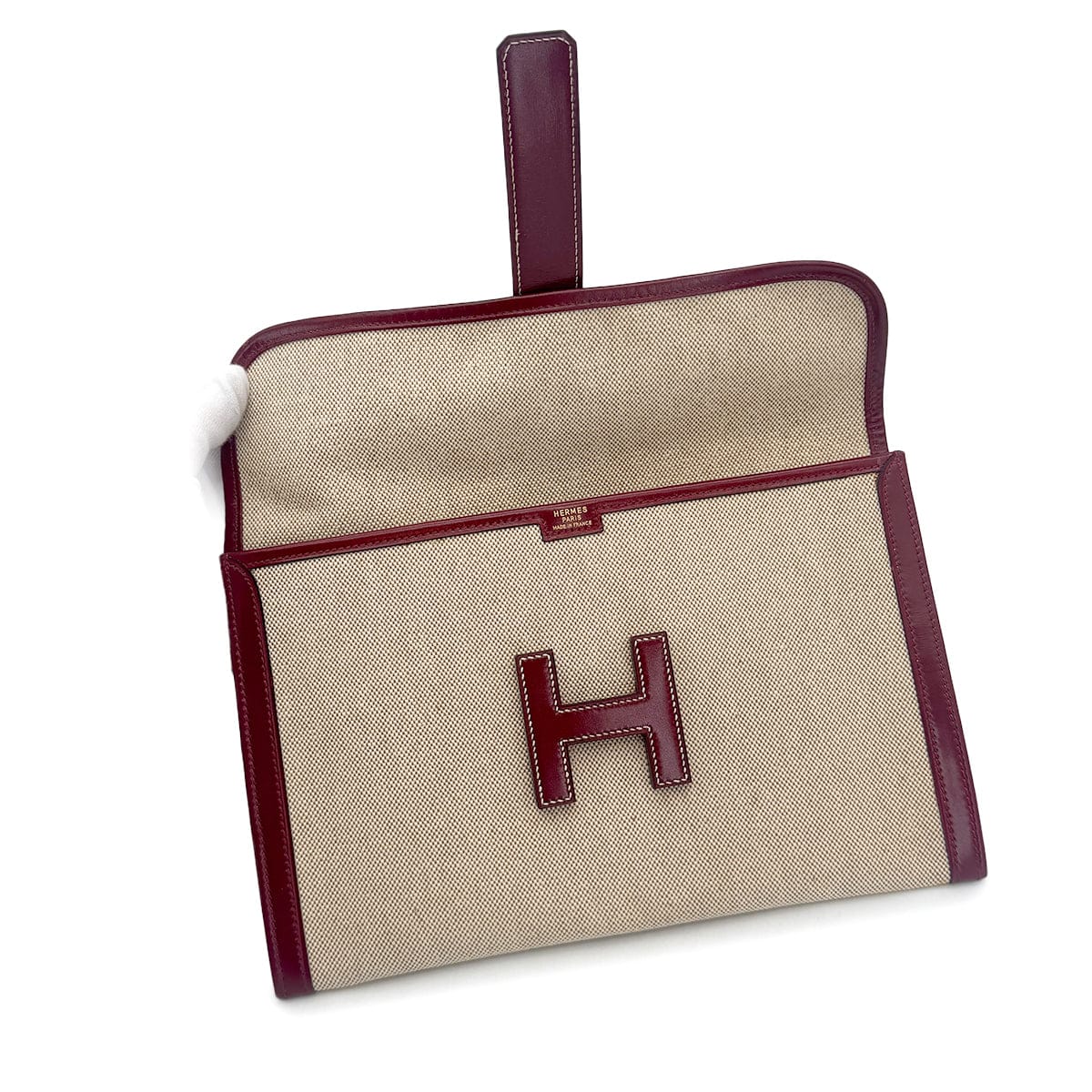 Luxury Promise Japan HERMES JIGE PM CLUTCH BAG ROUGE H BOX CALF TOILE H 1981 CIRCLE K 90315010