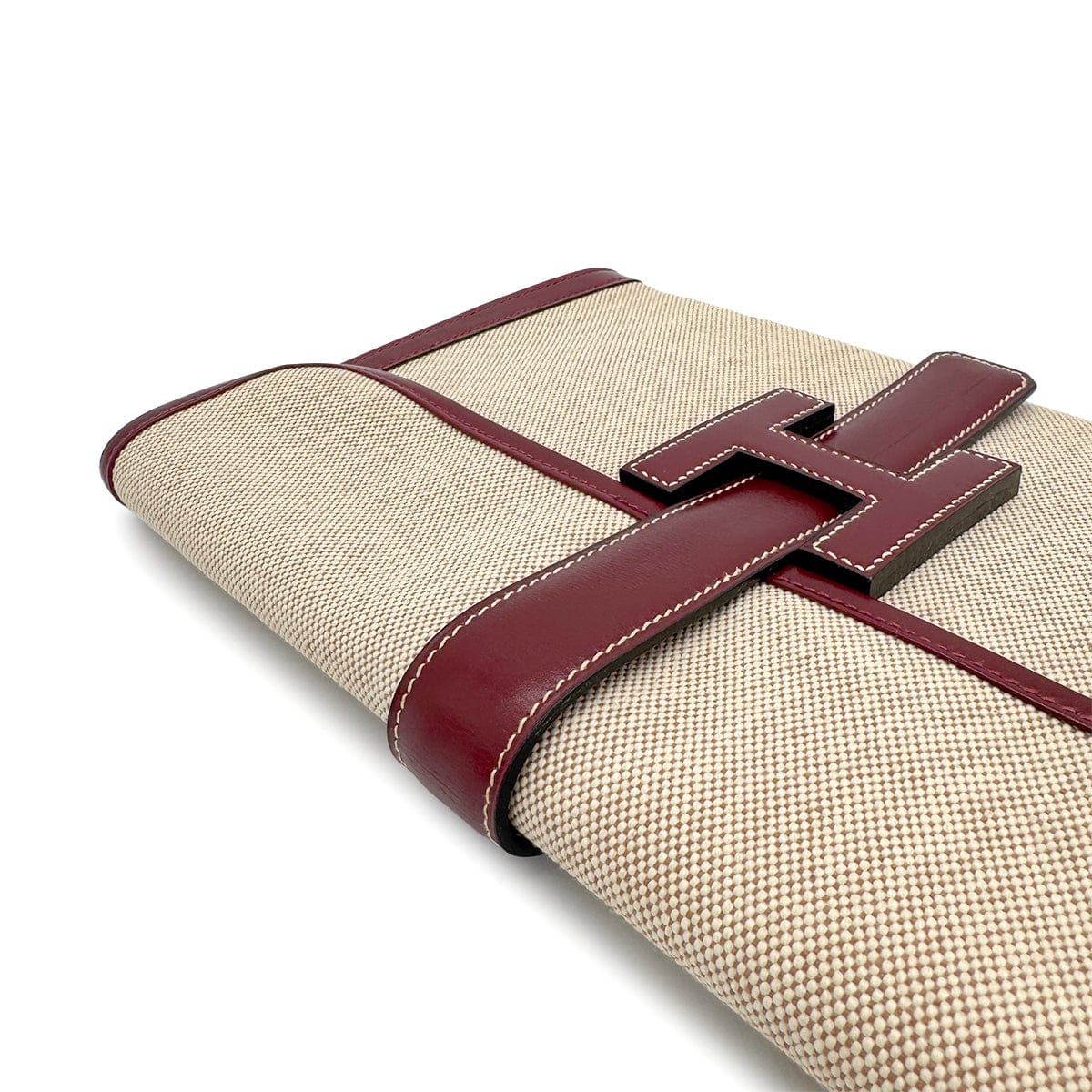 Luxury Promise Japan HERMES JIGE PM CLUTCH BAG ROUGE H BOX CALF TOILE H 1981 CIRCLE K 90315010