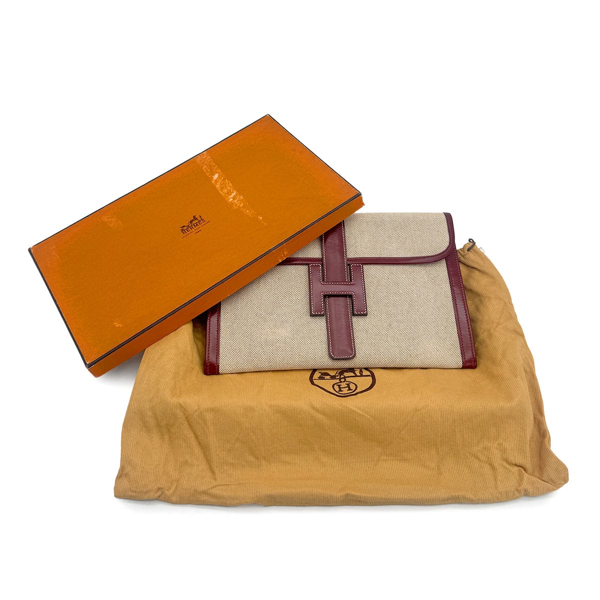 Luxury Promise Japan HERMES JIGE PM CLUTCH BAG ROUGE H BOX CALF TOILE H 1981 CIRCLE K 90315010