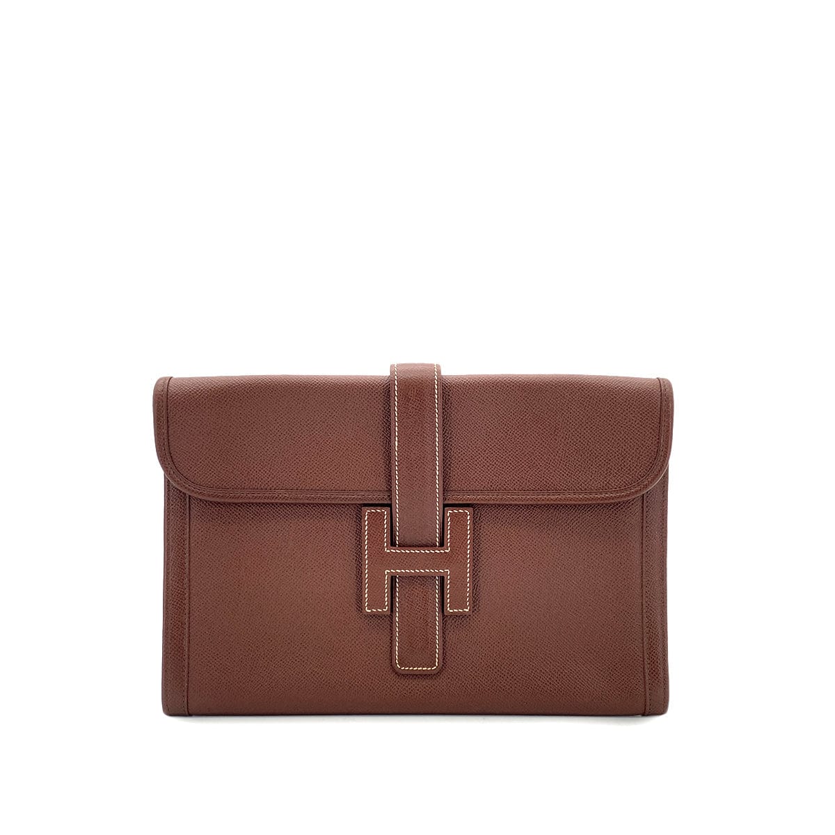 Luxury Promise Japan HERMES JIGE PM MARRON FONCE COURCHEVEL CLUTCH BAG 〇X 90296051