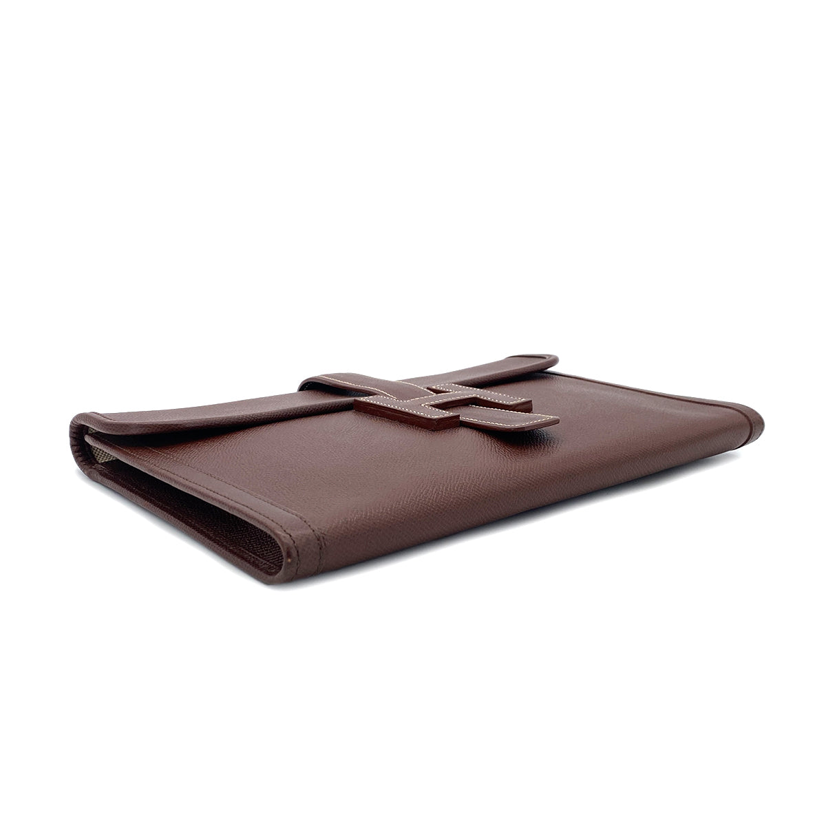 Luxury Promise Japan HERMES JIGE PM MARRON FONCE COURCHEVEL CLUTCH BAG 〇X 90296051