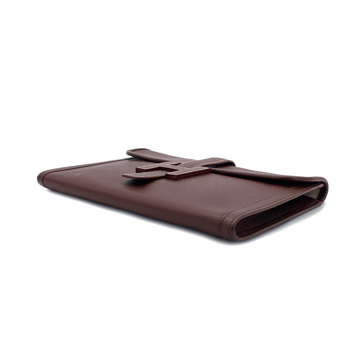 Luxury Promise Japan HERMES JIGE PM MARRON FONCE COURCHEVEL CLUTCH BAG 〇X 90296051