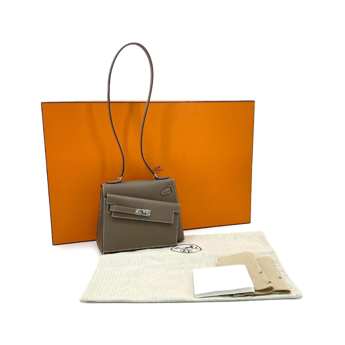 Luxury Promise Japan HERMES KELLY 20 SELLIER EN DESORDRE ETOUPE EPSOM SHOULDER BAG U PHW 90305224