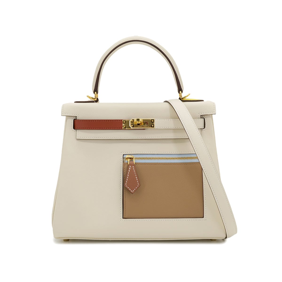 Luxury Promise Japan HERMES KELLY 25 COLORMATIC RETOURNE NATA CHAI CUIVRE MAUVE SYLVESTRE BLUE BRUME LIME VEAU SWIFT HAND SHOULDER BAG U GHW 90306261