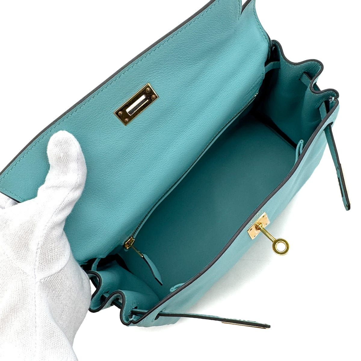 Luxury Promise Japan HERMES KELLY 25 RETOURNE BLUE SAINT CYR SWIFT HAND SHOULDER BAG 2015 T GOLD HARD WARE 90300009