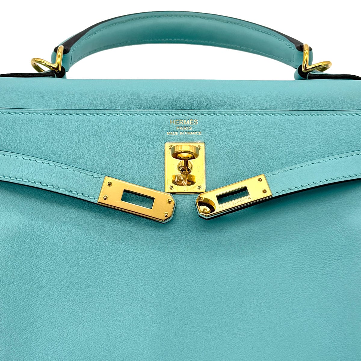 Luxury Promise Japan HERMES KELLY 25 RETOURNE BLUE SAINT CYR SWIFT HAND SHOULDER BAG 2015 T GOLD HARD WARE 90300009