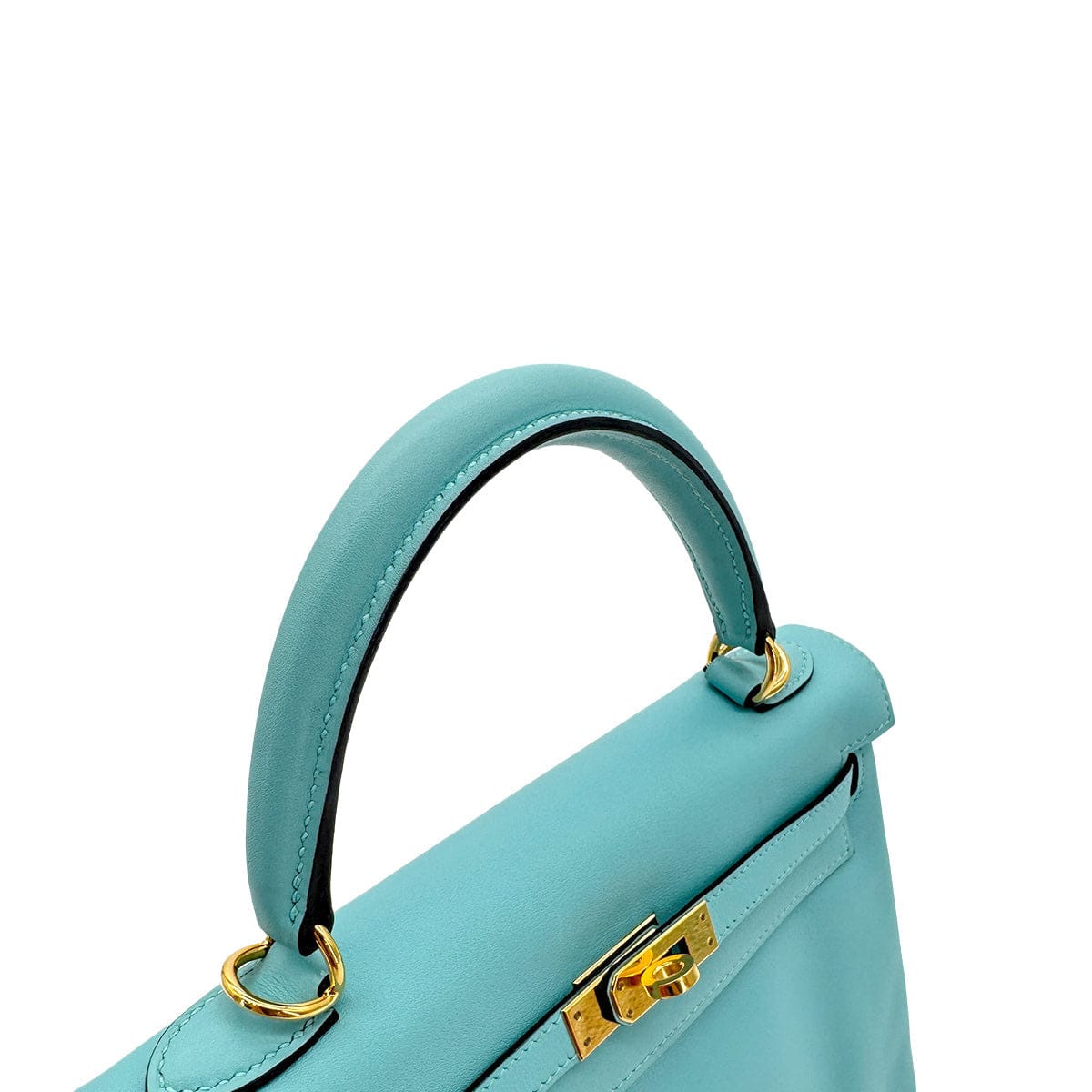 Luxury Promise Japan HERMES KELLY 25 RETOURNE BLUE SAINT CYR SWIFT HAND SHOULDER BAG 2015 T GOLD HARD WARE 90300009