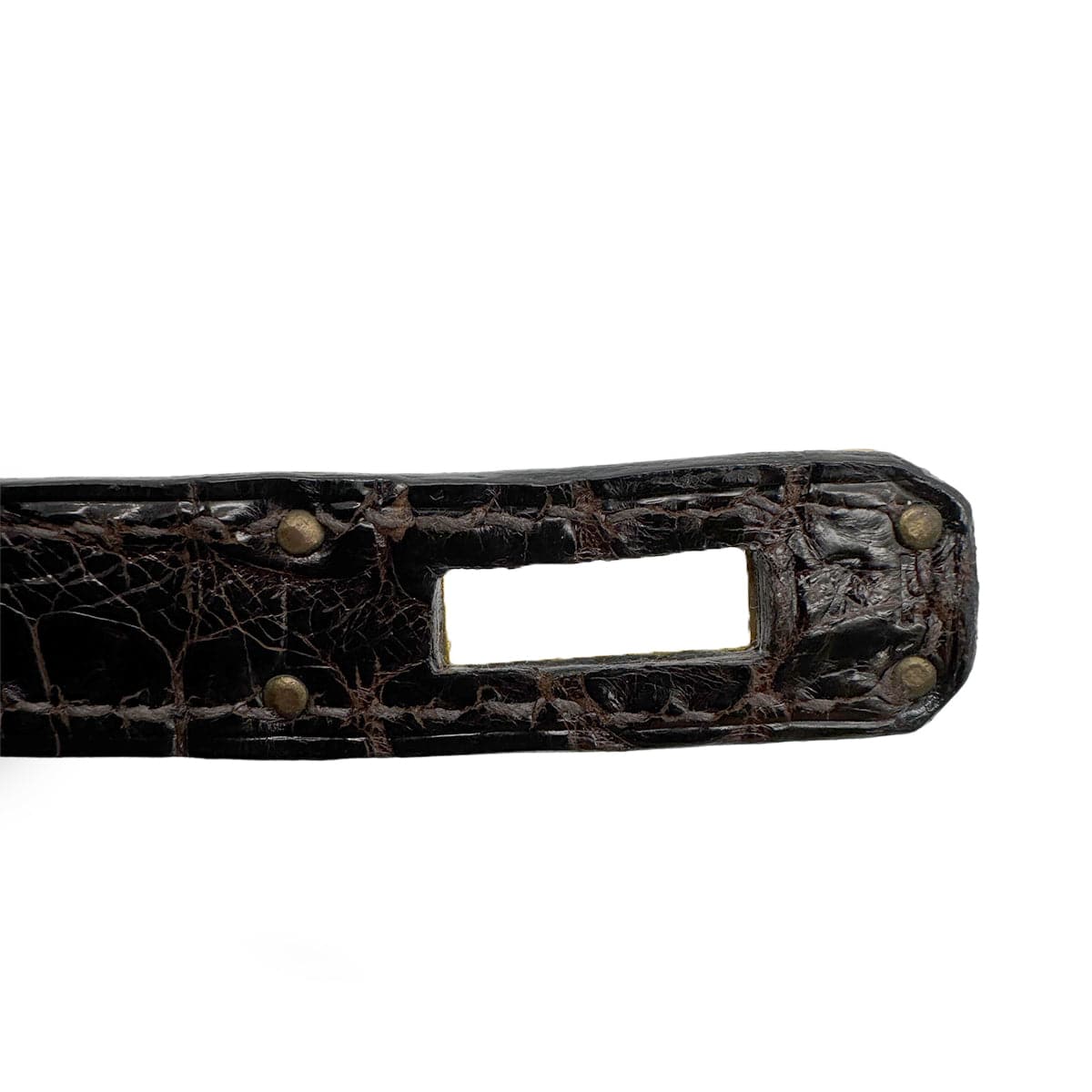 Luxury Promise Japan HERMES KELLY 25 SELLIER DARK BROWN POROSUS CROCODILE HAND SHOULDER BAG □C GHW 90305676