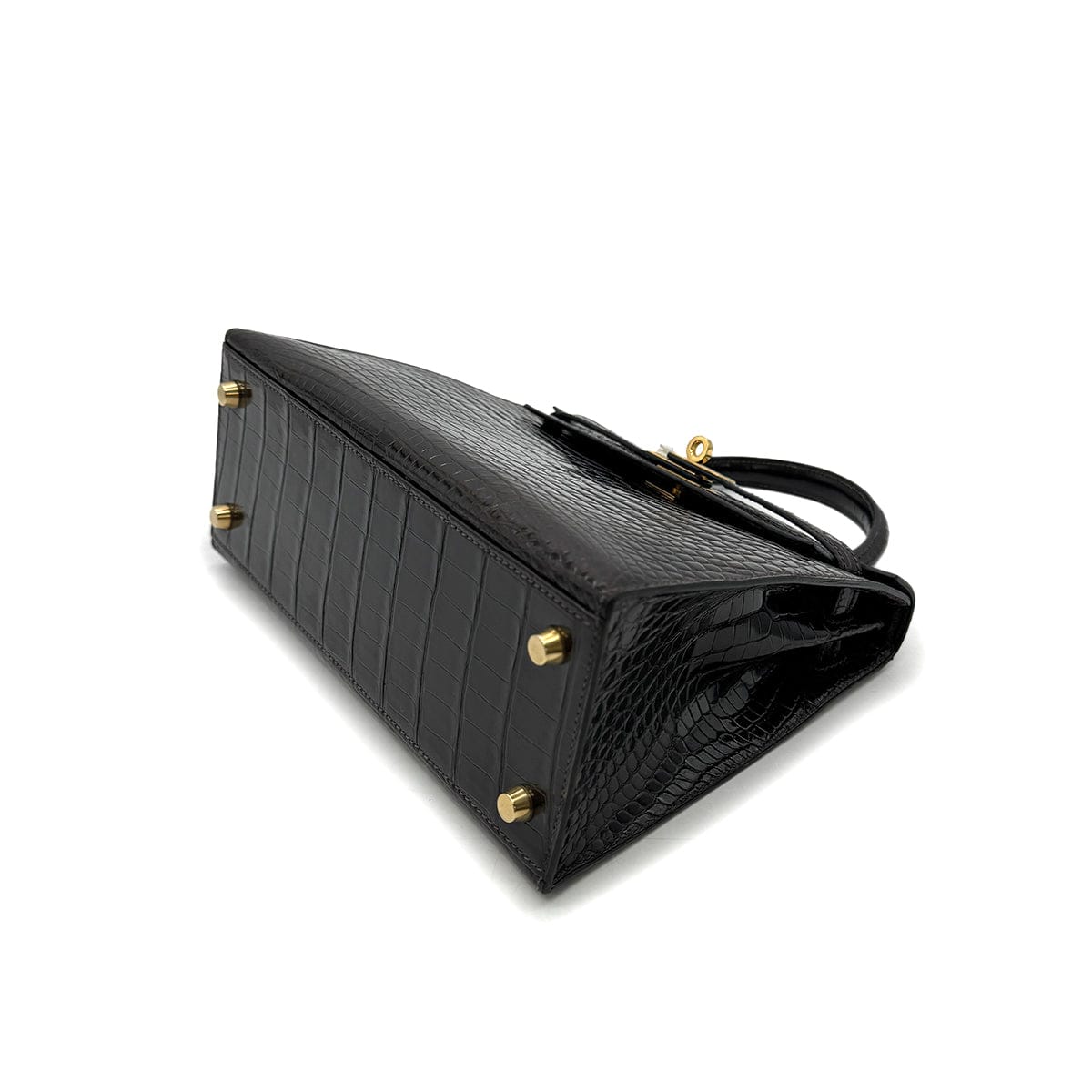 Luxury Promise Japan HERMES KELLY 25 SELLIER DARK BROWN POROSUS CROCODILE HAND SHOULDER BAG □C GHW 90305676