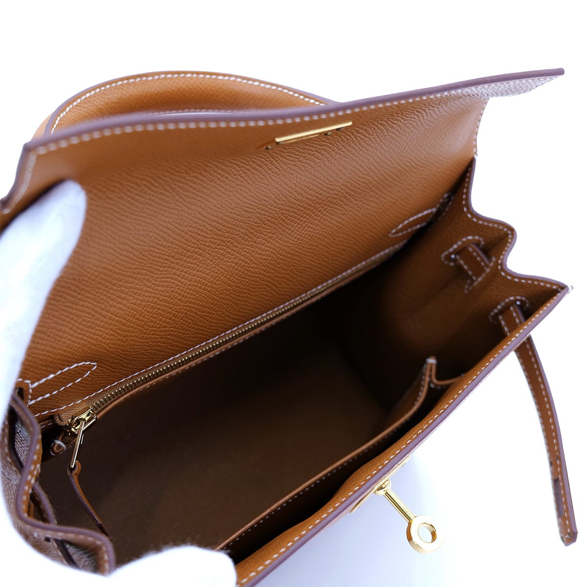 Luxury Promise Japan HERMES KELLY 25 SELLIER GOLD EPSOM HAND SHOULDER BAG B GHW 90301628