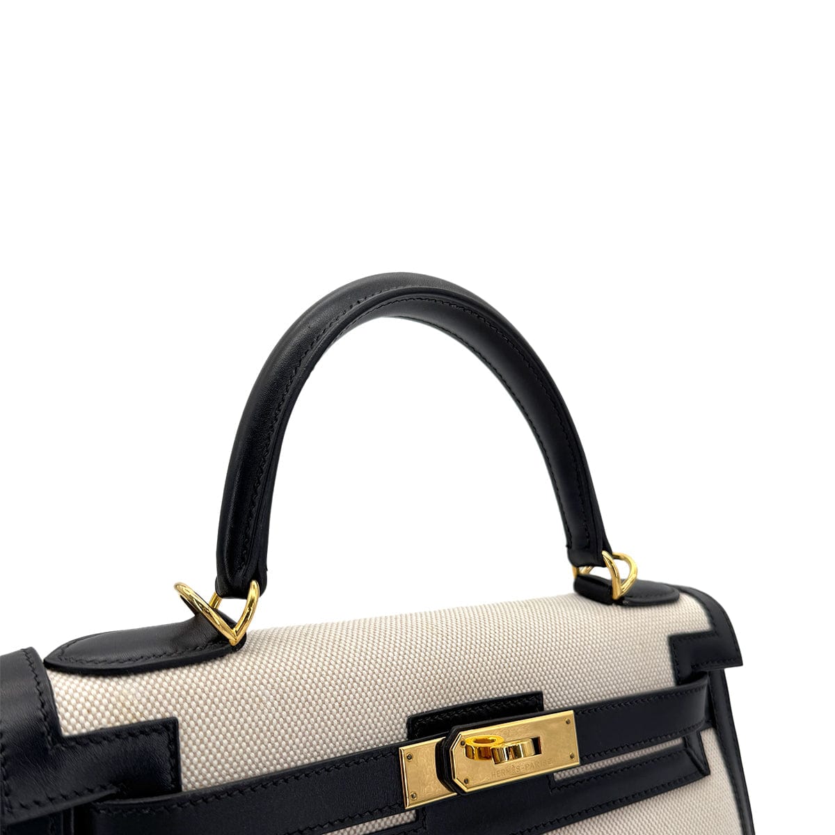 Luxury Promise Japan HERMES KELLY 28 BLACK BOXCALF TOILE H HAND SHOULDER BAG □F GHW 90269596