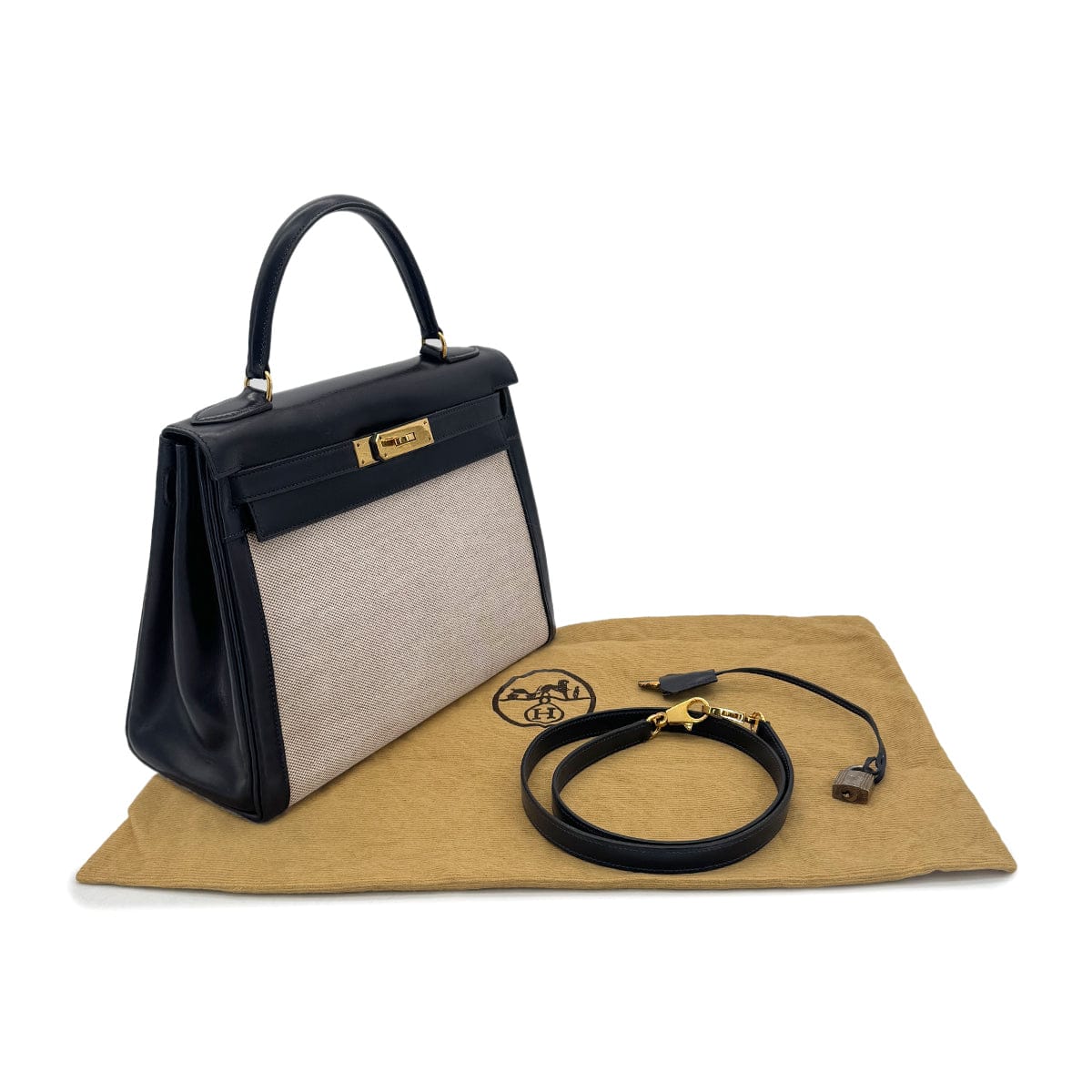 Luxury Promise Japan HERMES KELLY 28 BLUE INDIGO BOXCALF TOILE H HAND SHOULDER BAG 〇C GHW 90292060