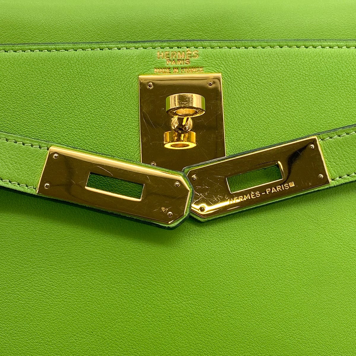 Luxury Promise Japan HERMES KELLY 28 RETORNE APPLE GREEN VEAU GULLIVER HAND SHOULDER BAG 1992 CIRCLE V GOLD HARDWARE 90317191