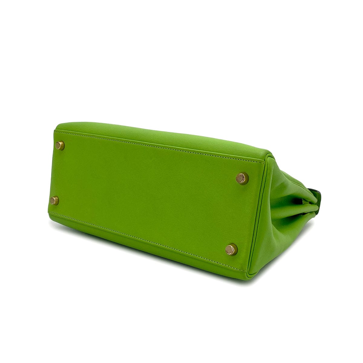 Luxury Promise Japan HERMES KELLY 28 RETORNE APPLE GREEN VEAU GULLIVER HAND SHOULDER BAG 1992 CIRCLE V GOLD HARDWARE 90317191
