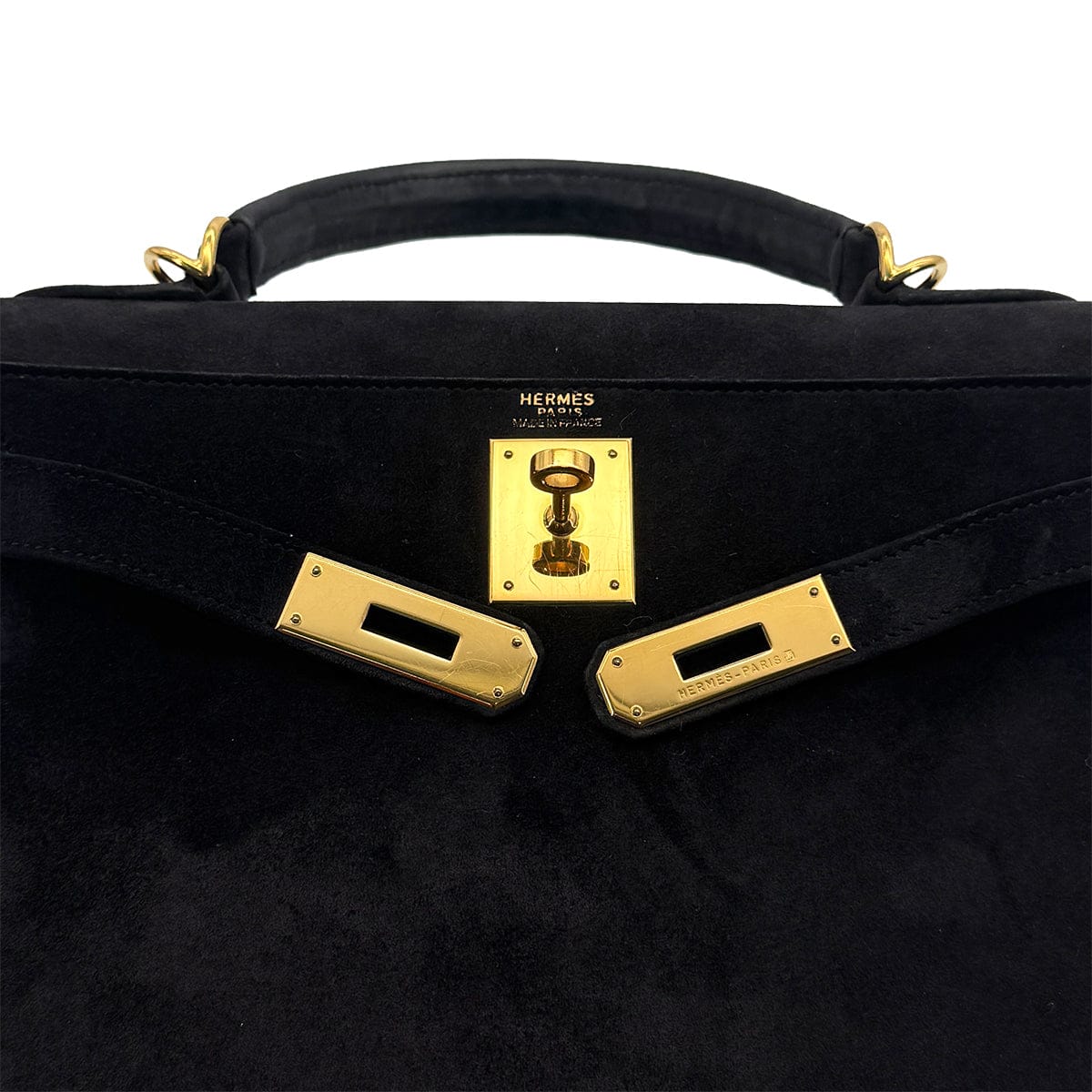 Luxury Promise Japan HERMES KELLY 28 RETORNE BLACK DEBRIS HAND BAG 2000 SQUARE D GOLD HARDWARE 90318612
