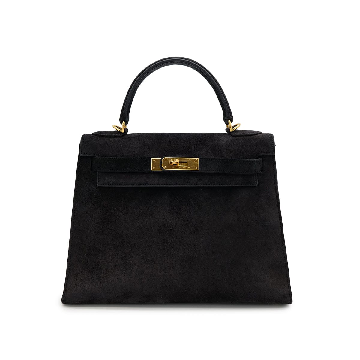 Luxury Promise Japan HERMES KELLY 28 RETORNE BLACK DEBRIS HAND BAG 2000 SQUARE D GOLD HARDWARE 90318612