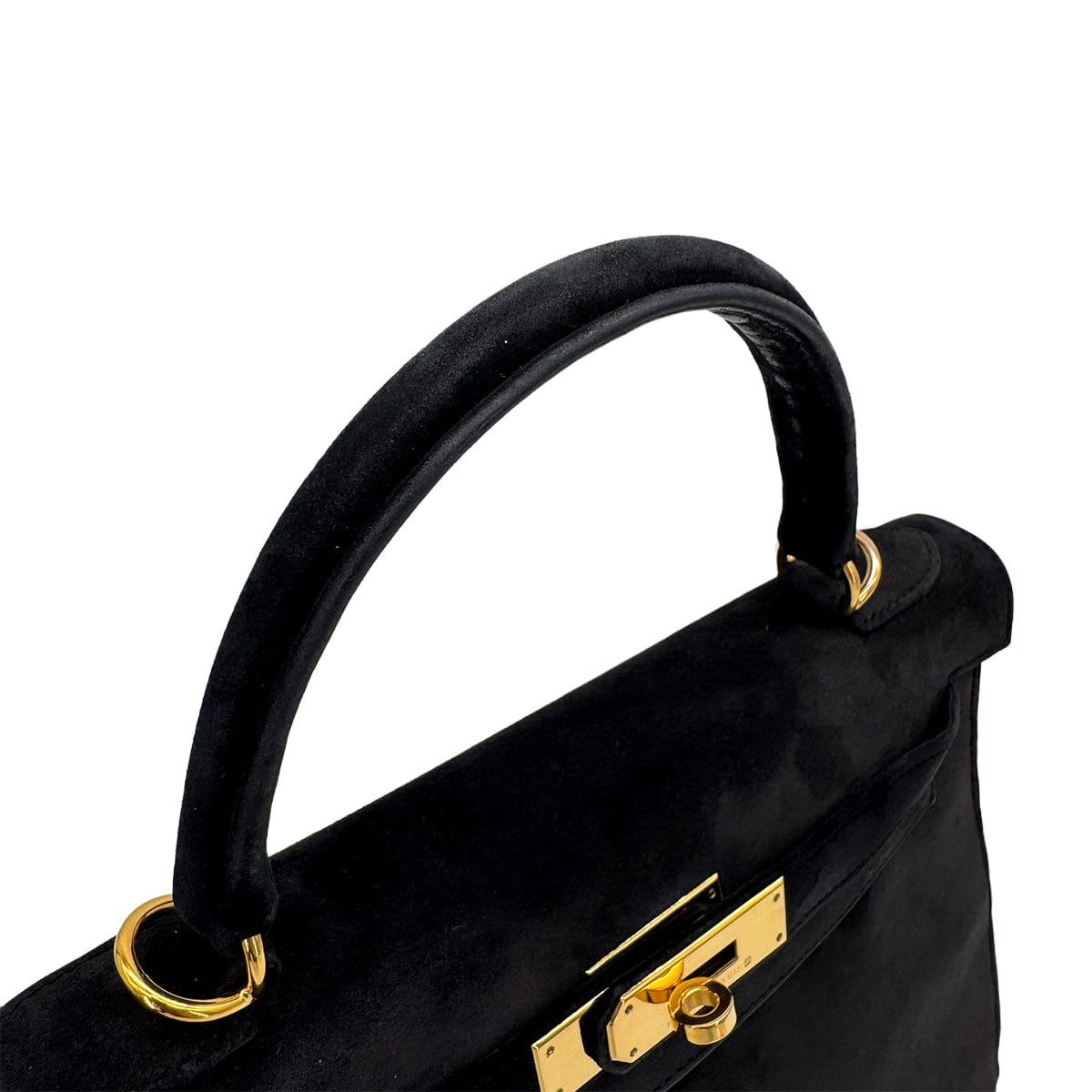 Luxury Promise Japan HERMES KELLY 28 RETORNE BLACK DEBRIS HAND BAG 2000 SQUARE D GOLD HARDWARE 90318612