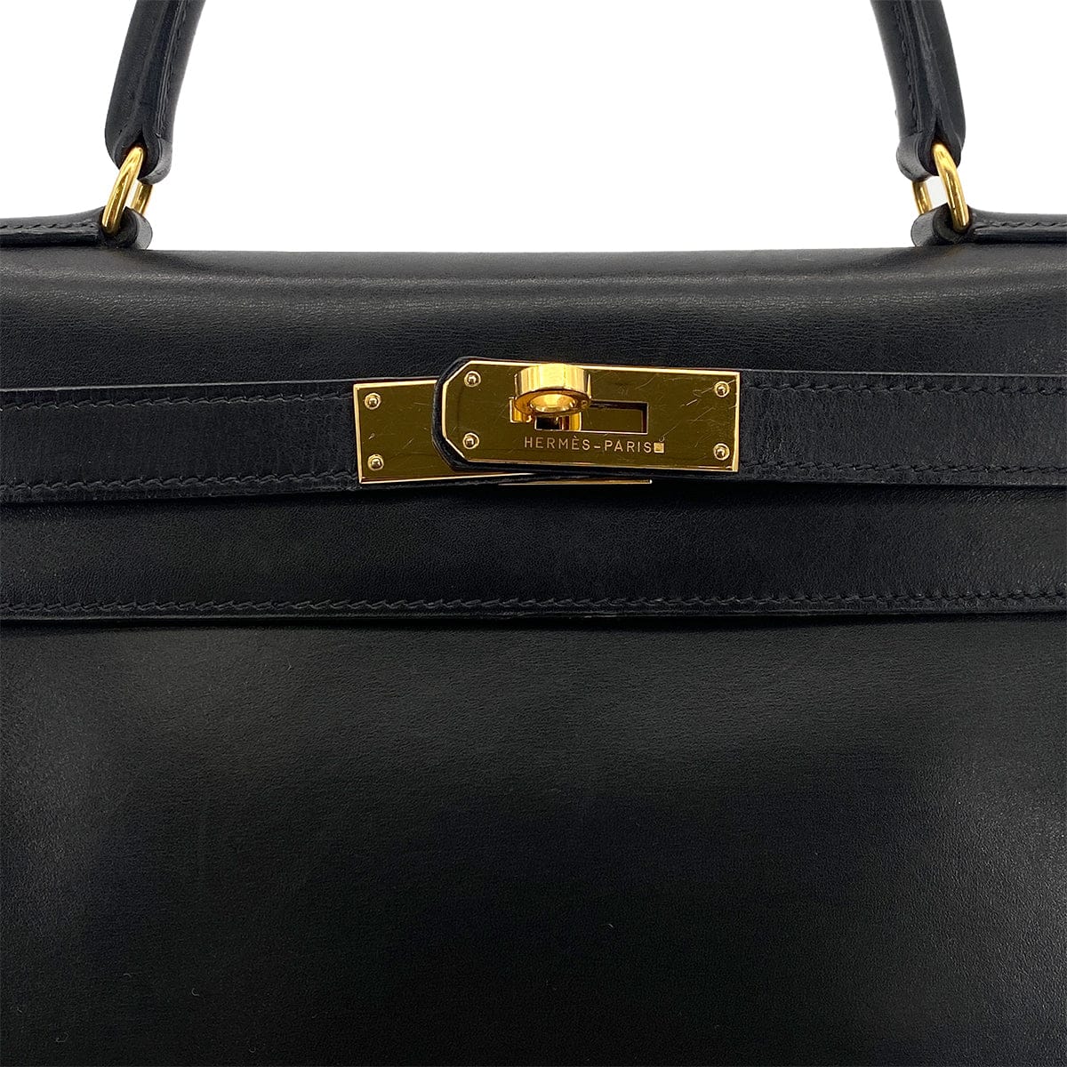 Luxury Promise Japan HERMES KELLY 28 RETOURNE BLACK BOX CALF HAND BAG 〇W GHW 90301095
