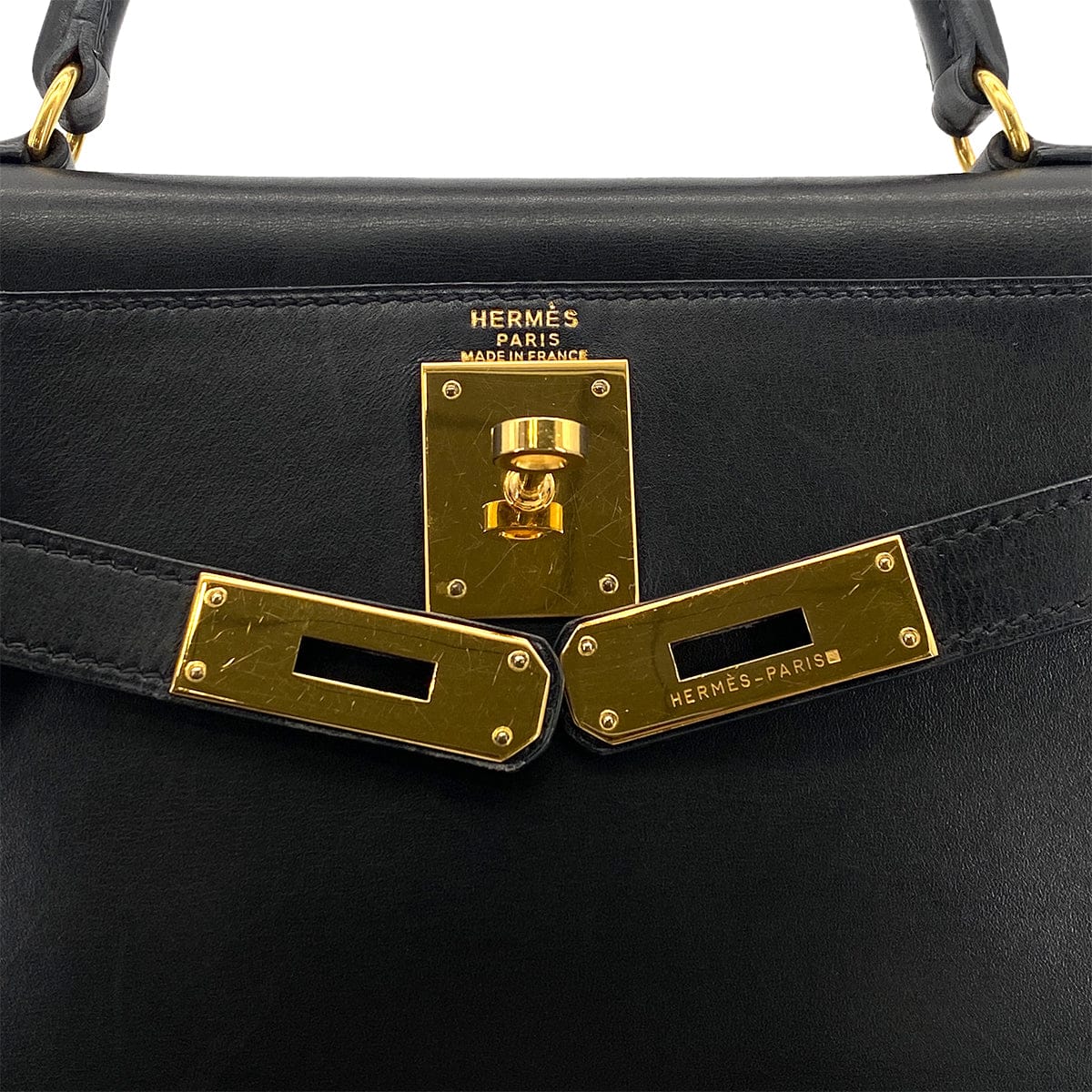 Luxury Promise Japan HERMES KELLY 28 RETOURNE BLACK BOX CALF HAND BAG 〇W GHW 90301095