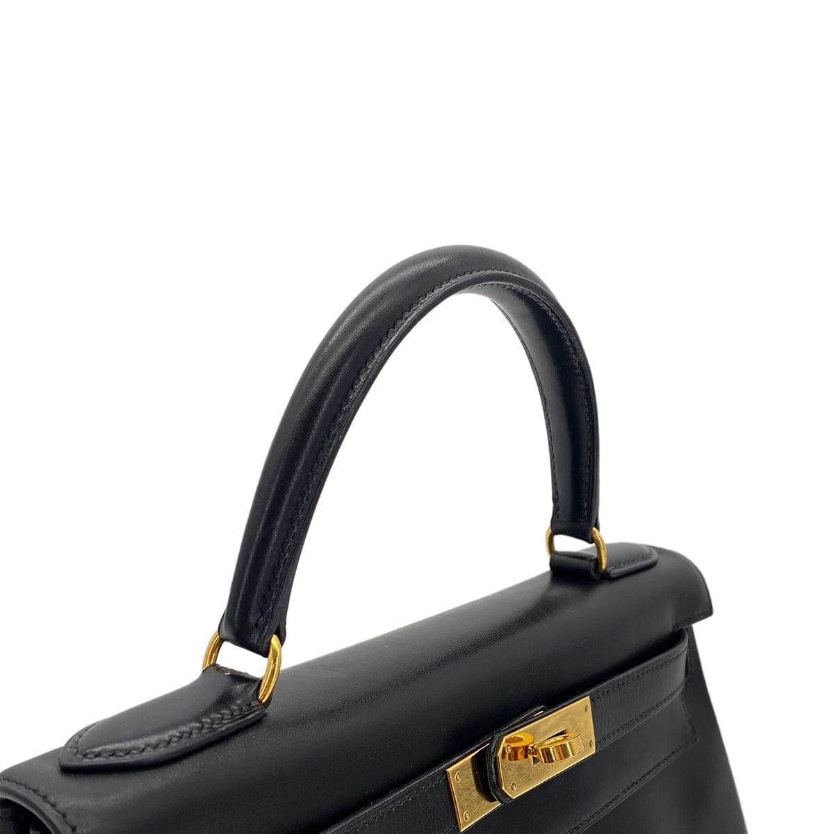 Luxury Promise Japan HERMES KELLY 28 RETOURNE BLACK BOX CALF HAND BAG 〇W GHW 90301095