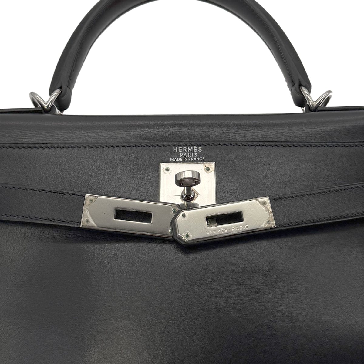 Luxury Promise Japan HERMES KELLY 28 RETOURNE BLACK BOXCALF HAND SHOULDER BAG □D SHW 90280304