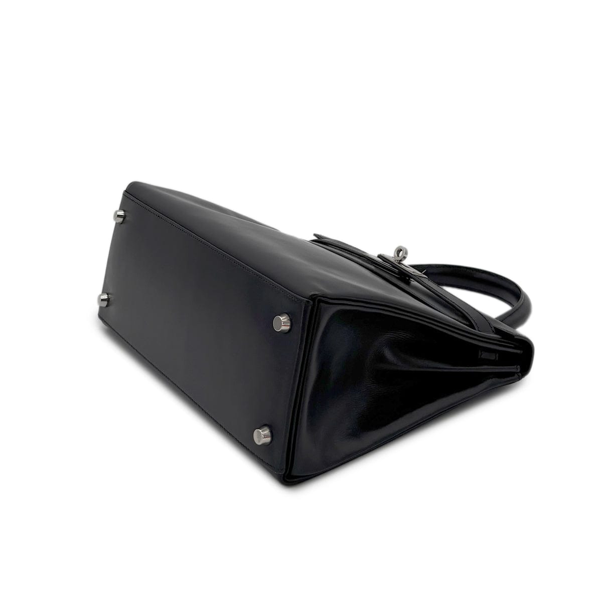 Luxury Promise Japan HERMES KELLY 28 RETOURNE BLACK BOXCALF HAND SHOULDER BAG □D SHW 90280304