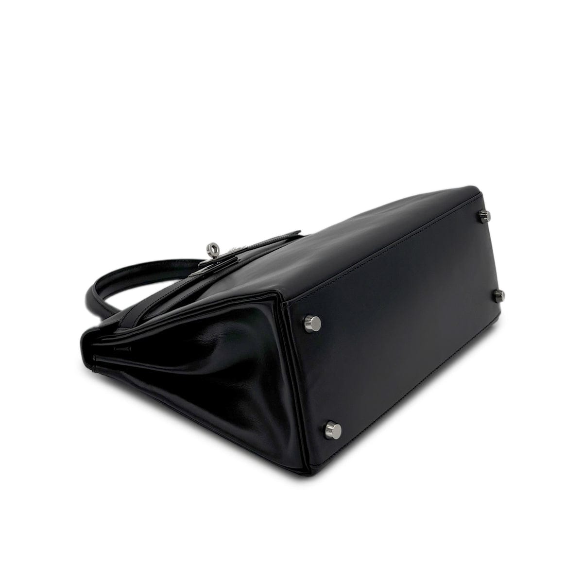 Luxury Promise Japan HERMES KELLY 28 RETOURNE BLACK BOXCALF HAND SHOULDER BAG □D SHW 90280304