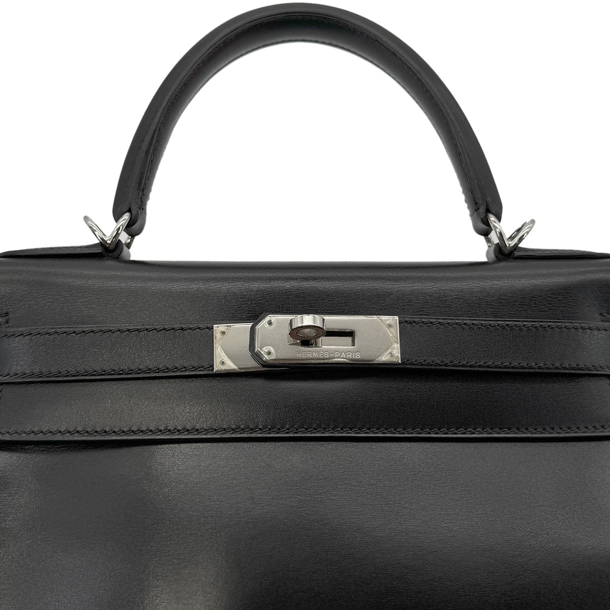 Luxury Promise Japan HERMES KELLY 28 RETOURNE BLACK BOXCALF HAND SHOULDER BAG □D SHW 90280304