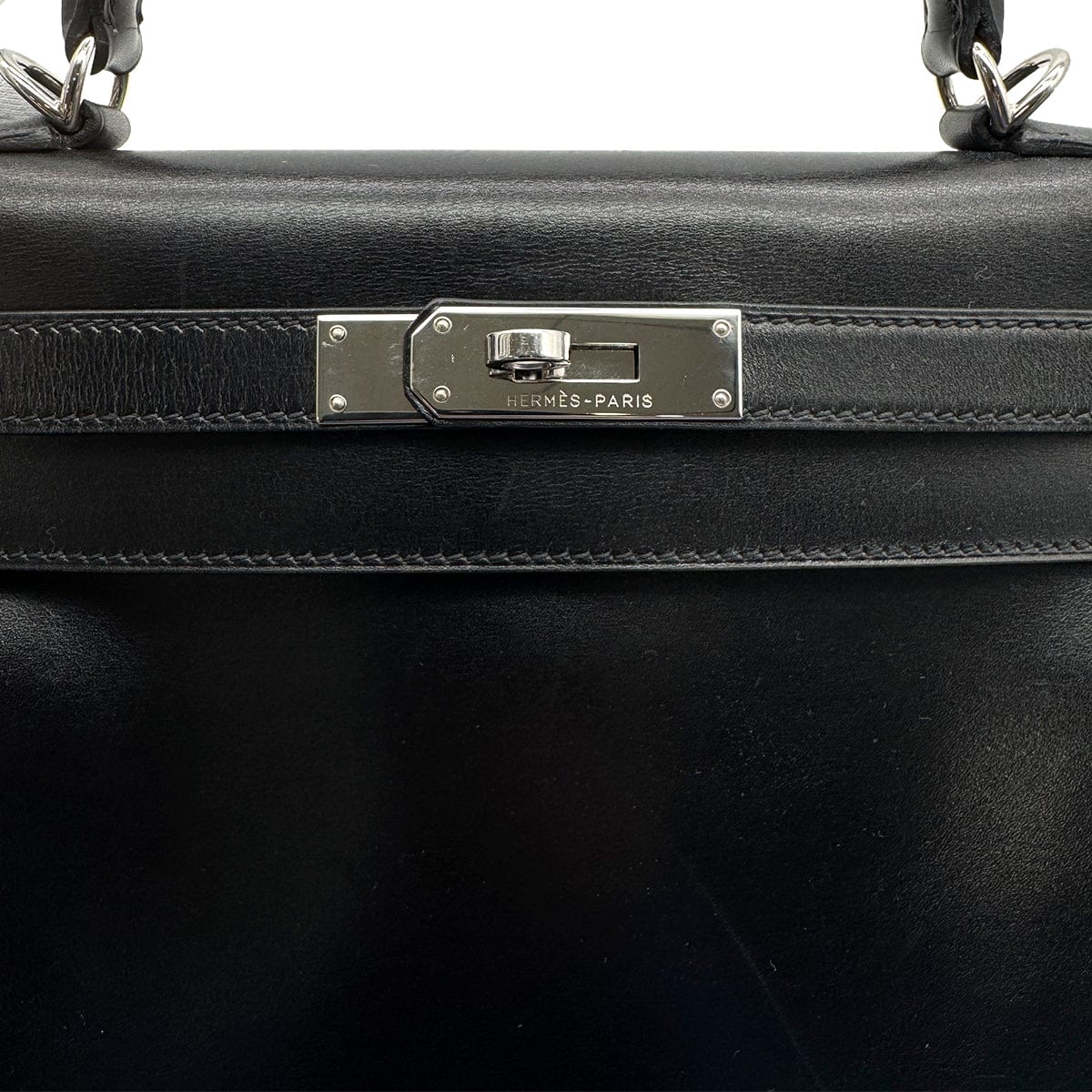 Luxury Promise Japan HERMES KELLY 28 RETOURNE BLACK BOXCALF HAND SHOULDER BAG □G PHW 90307205